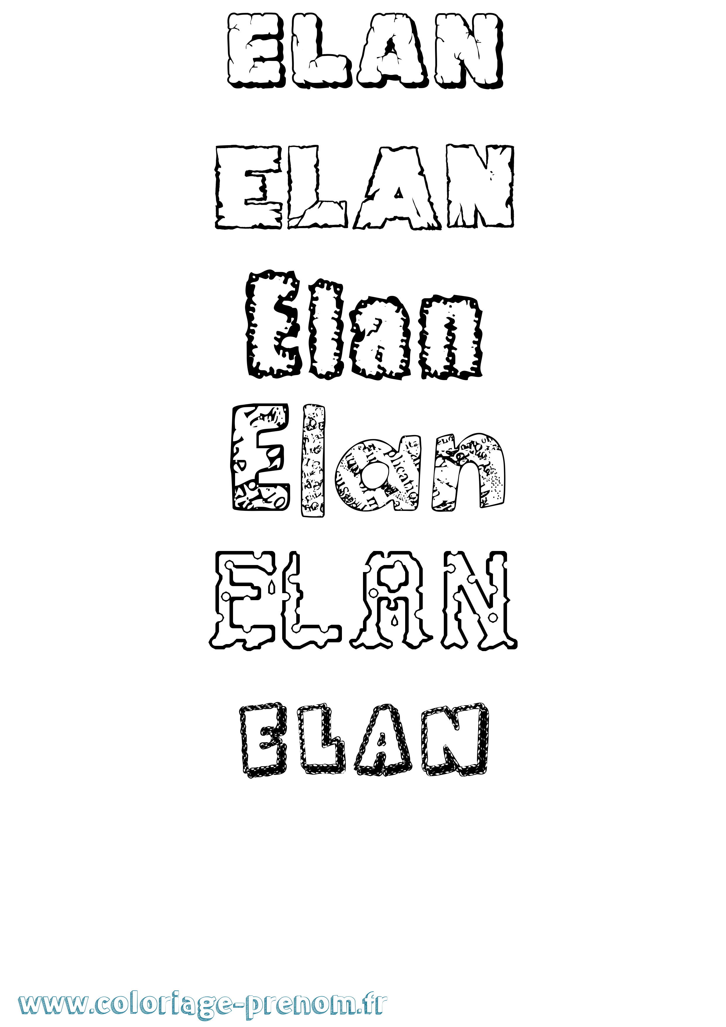 Coloriage prénom Elan Destructuré
