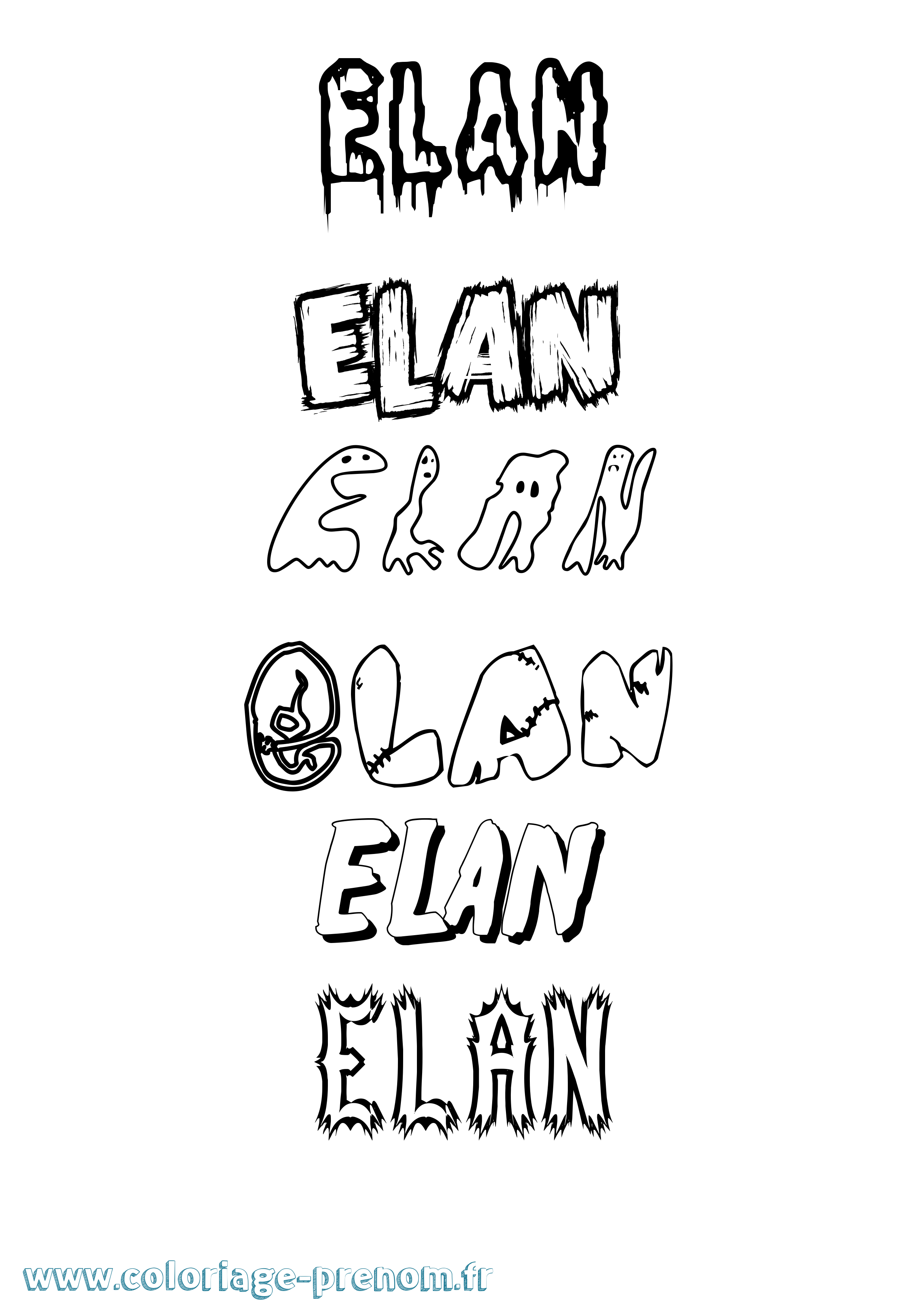 Coloriage prénom Elan Frisson