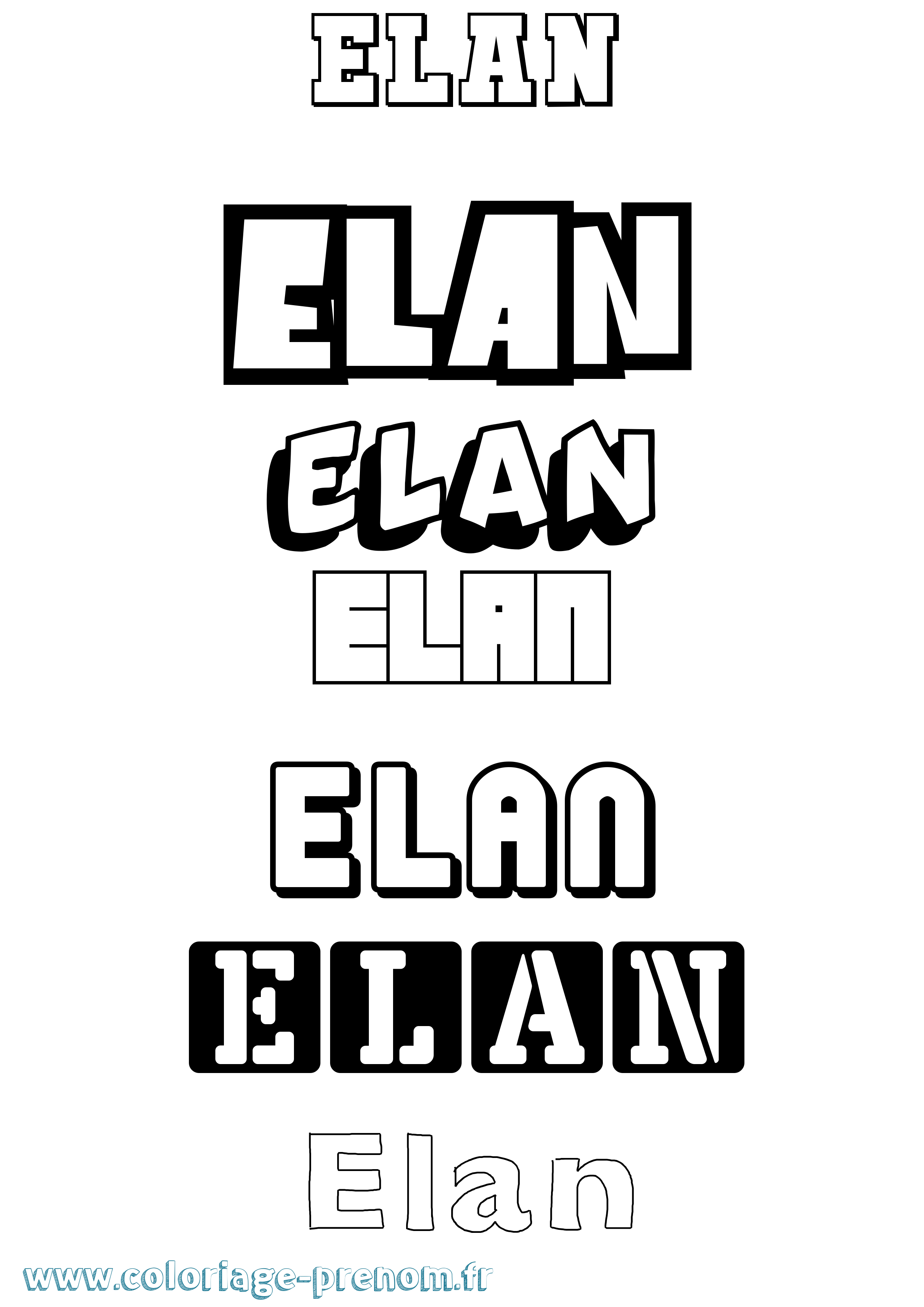 Coloriage prénom Elan Simple