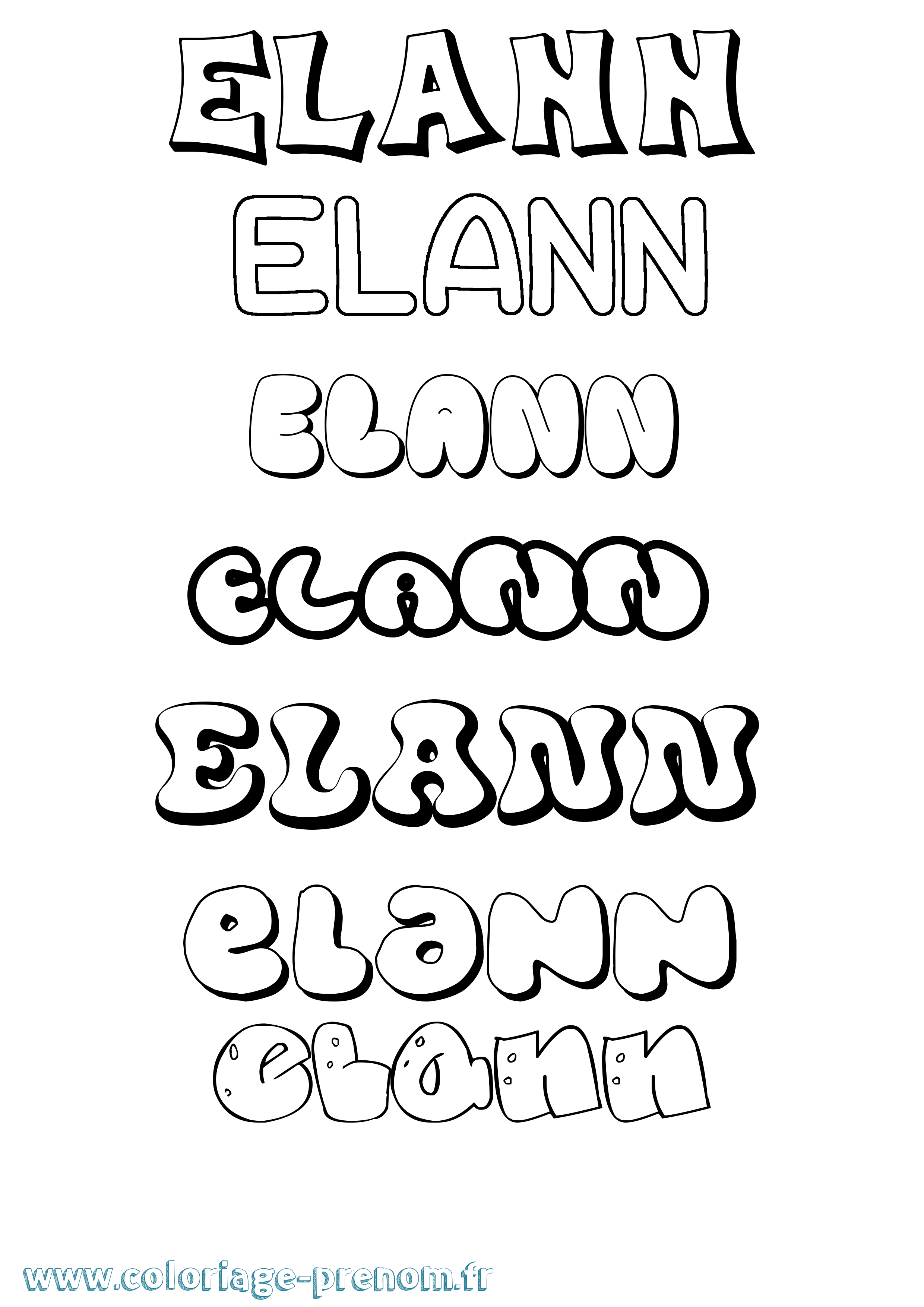 Coloriage prénom Elann Bubble