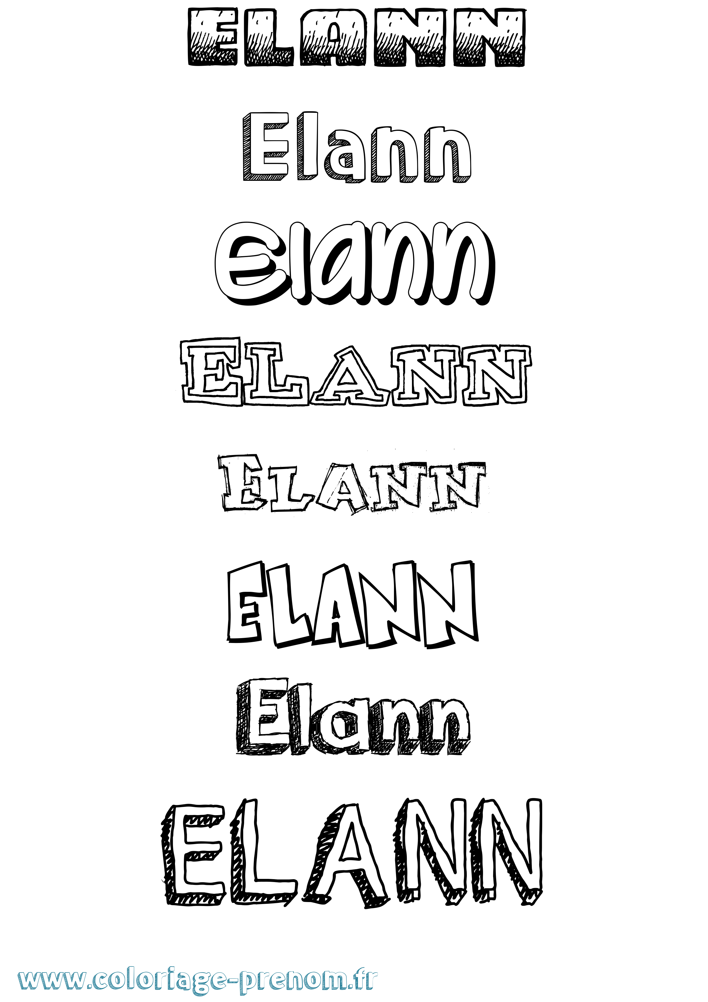Coloriage prénom Elann Dessiné