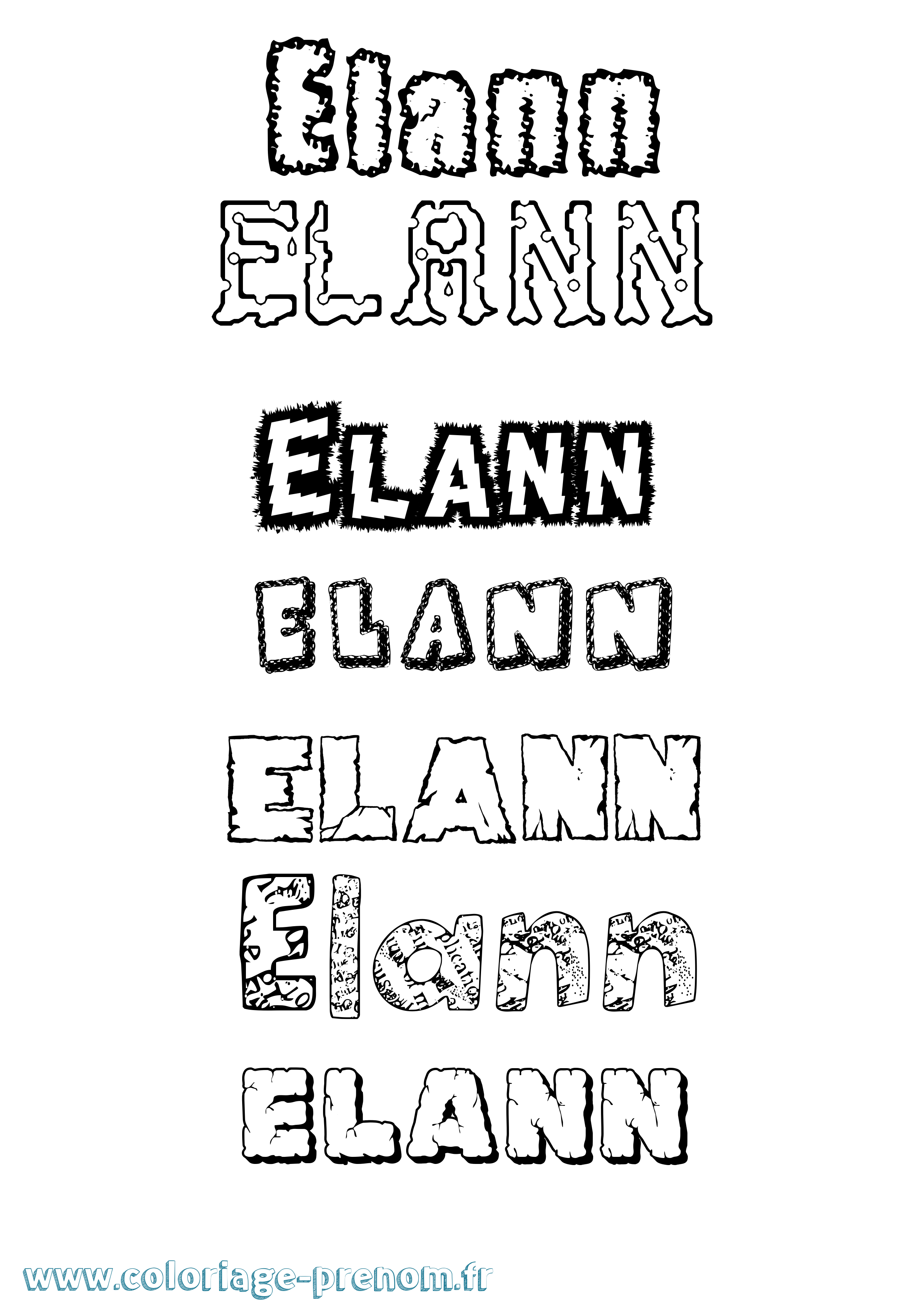 Coloriage prénom Elann Destructuré