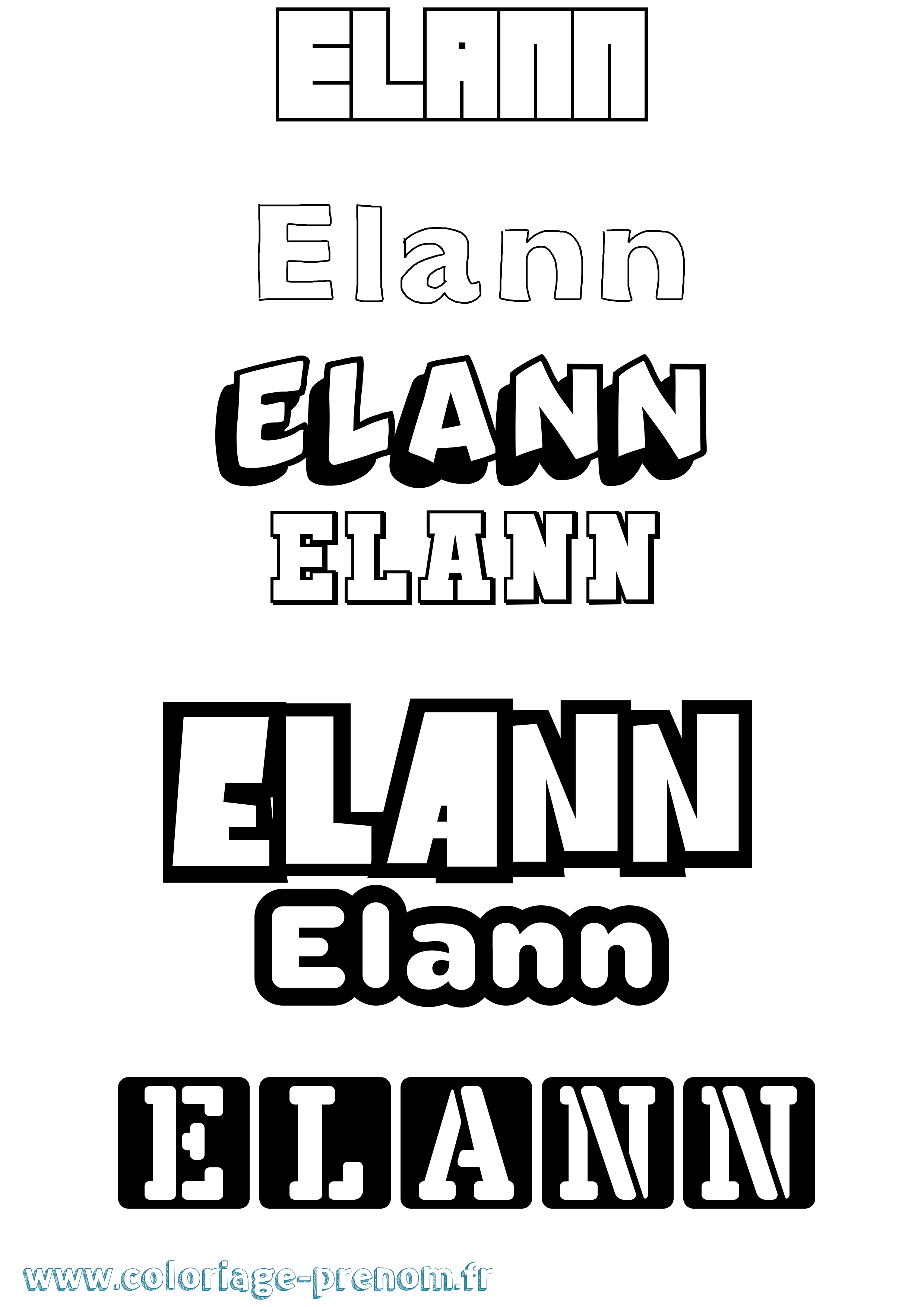 Coloriage prénom Elann Simple