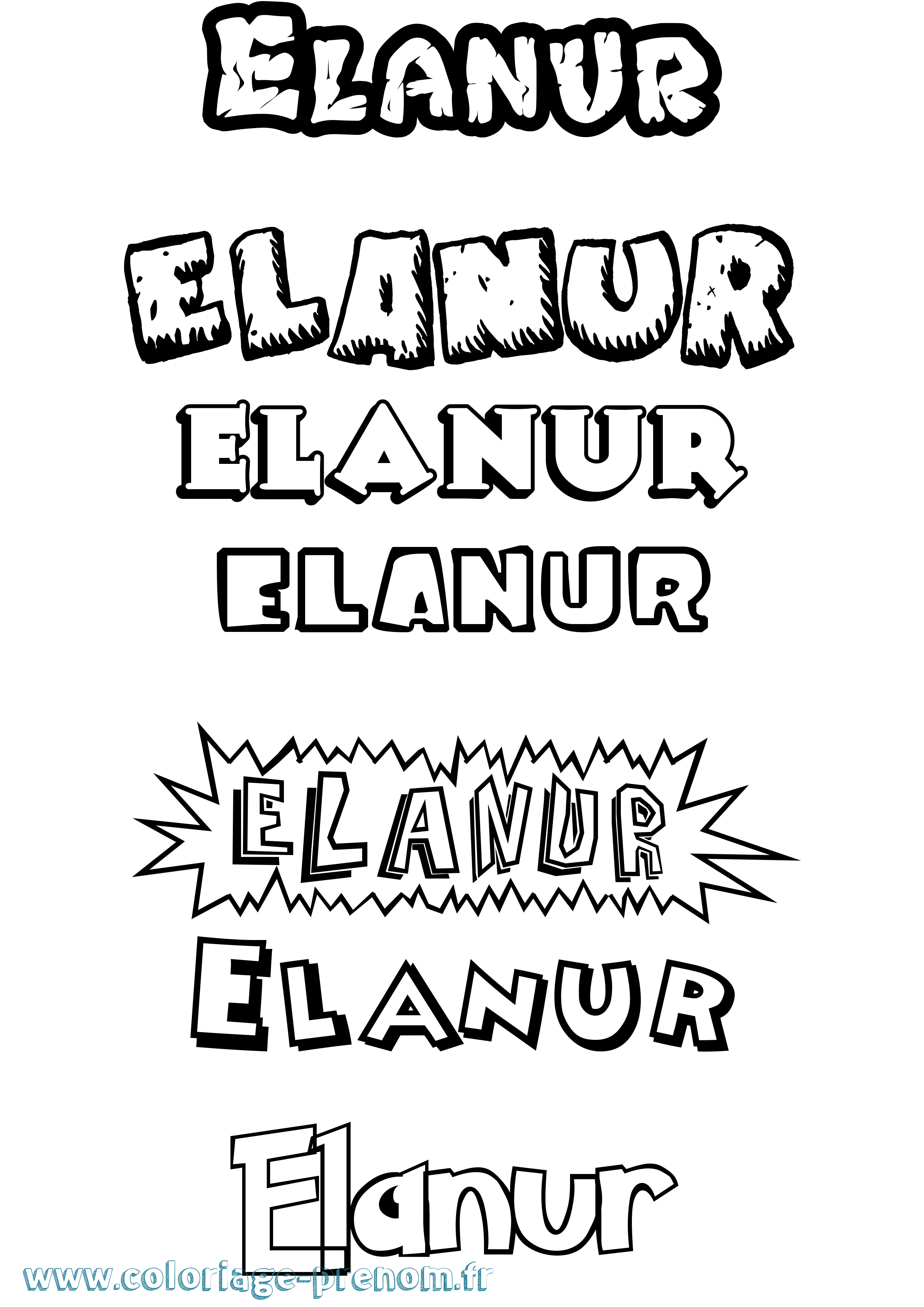 Coloriage prénom Elanur Dessin Animé