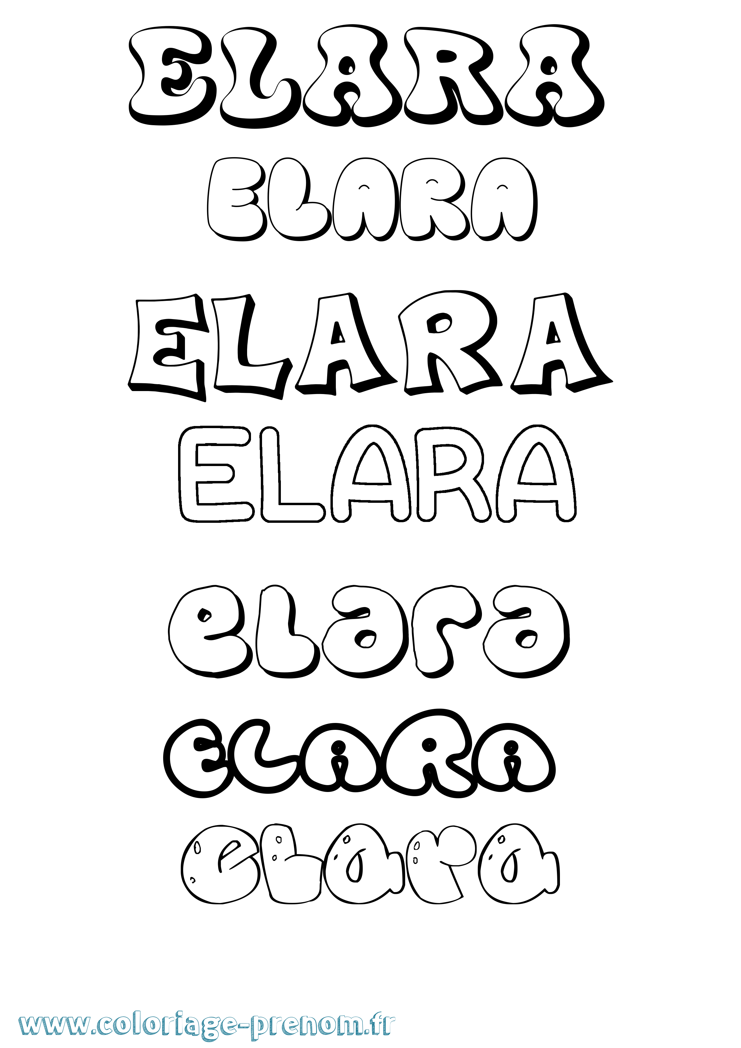 Coloriage prénom Elara Bubble