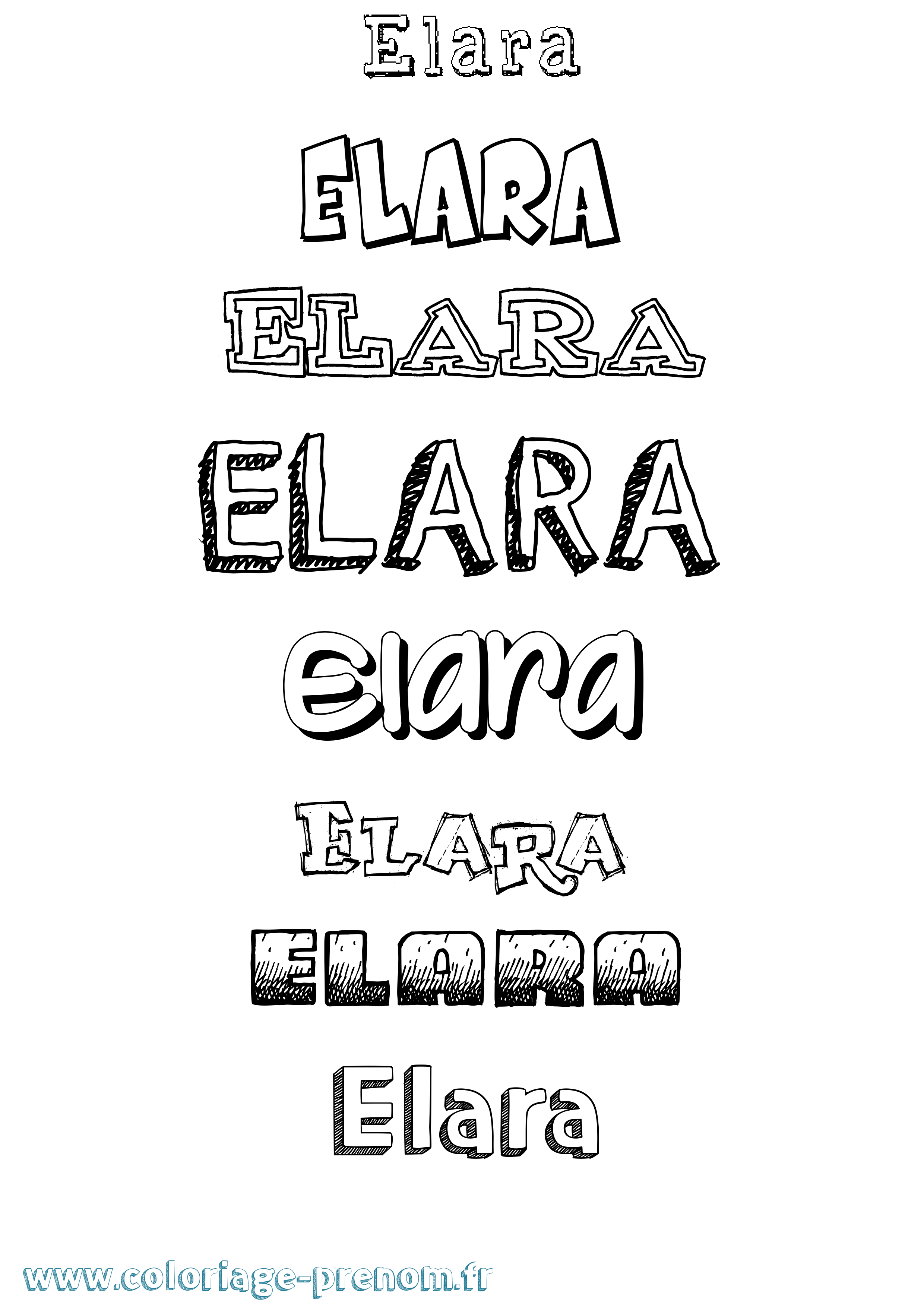 Coloriage prénom Elara Dessiné