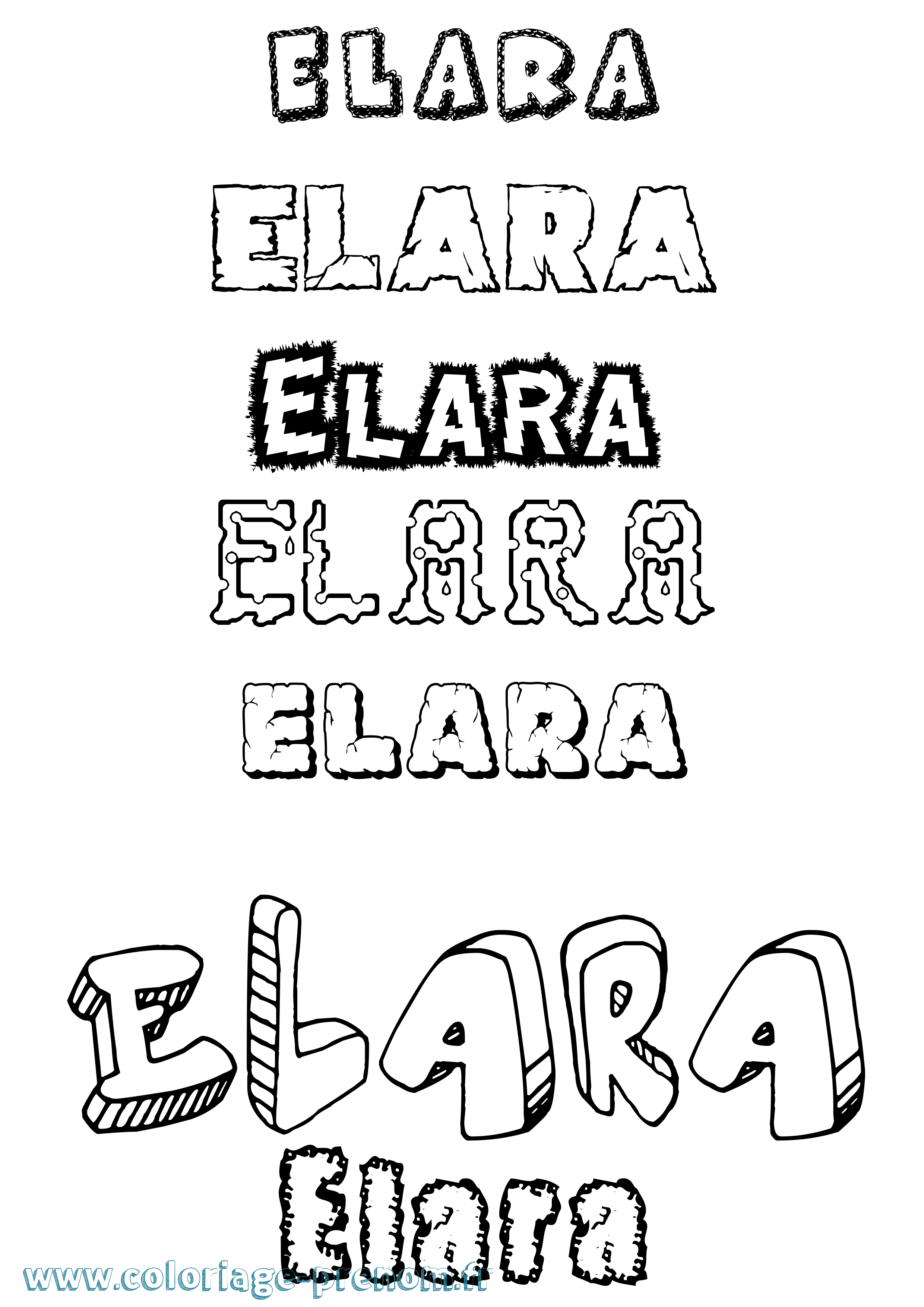 Coloriage prénom Elara Destructuré
