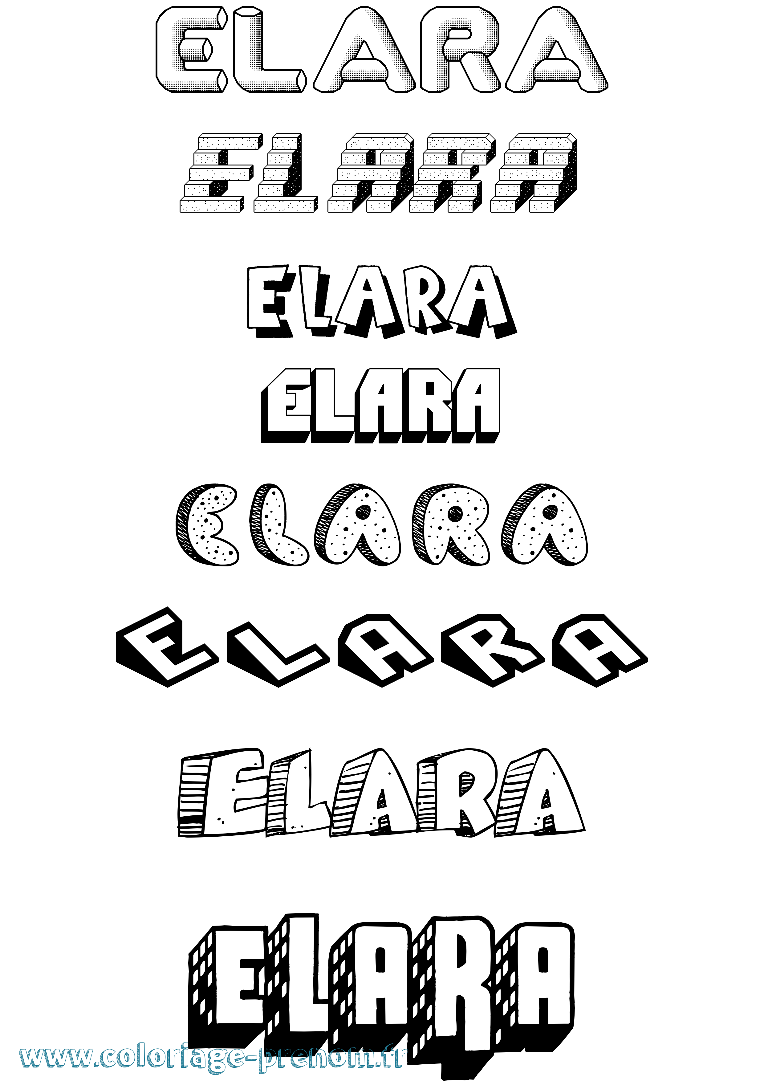 Coloriage prénom Elara Effet 3D