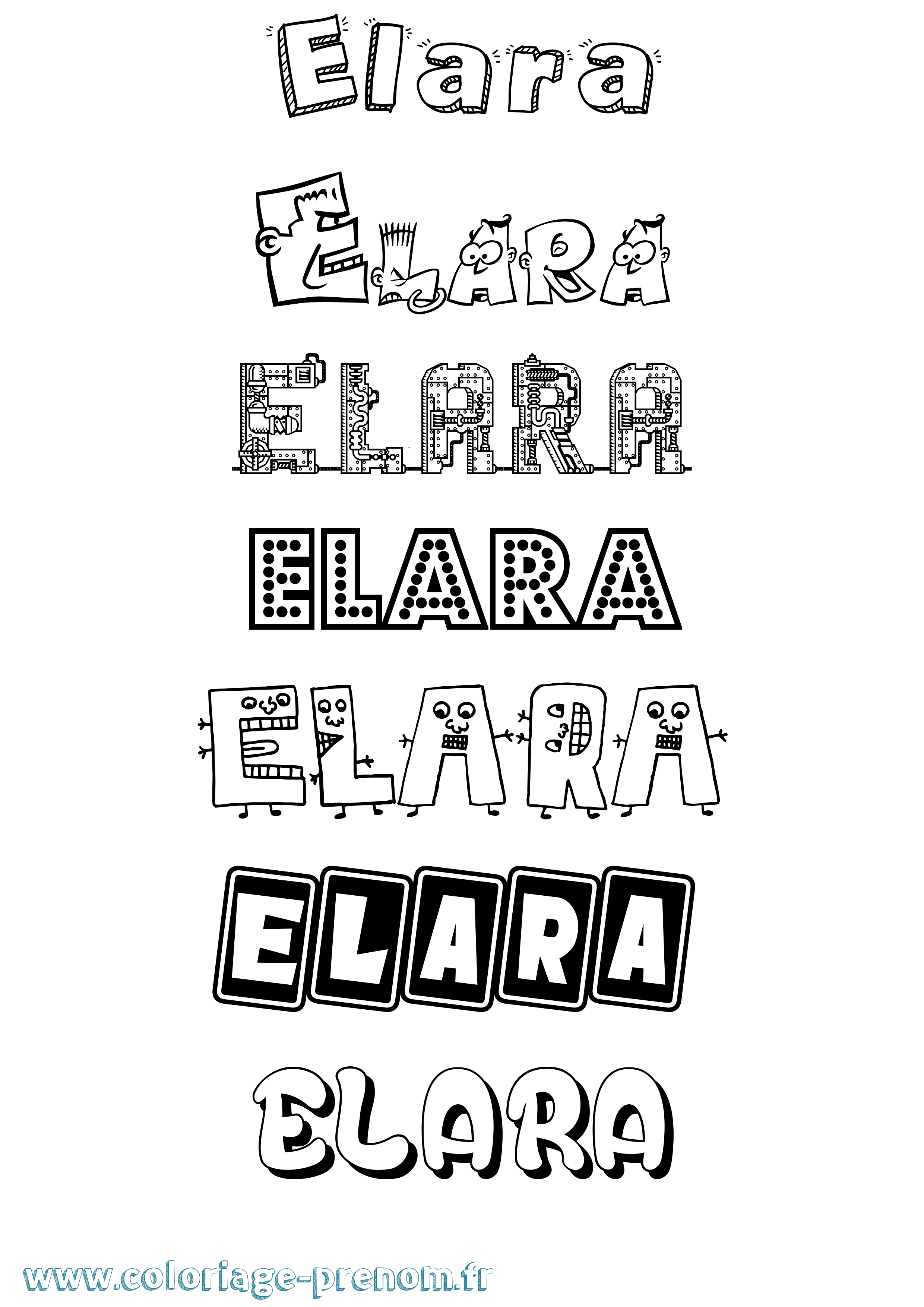 Coloriage prénom Elara Fun