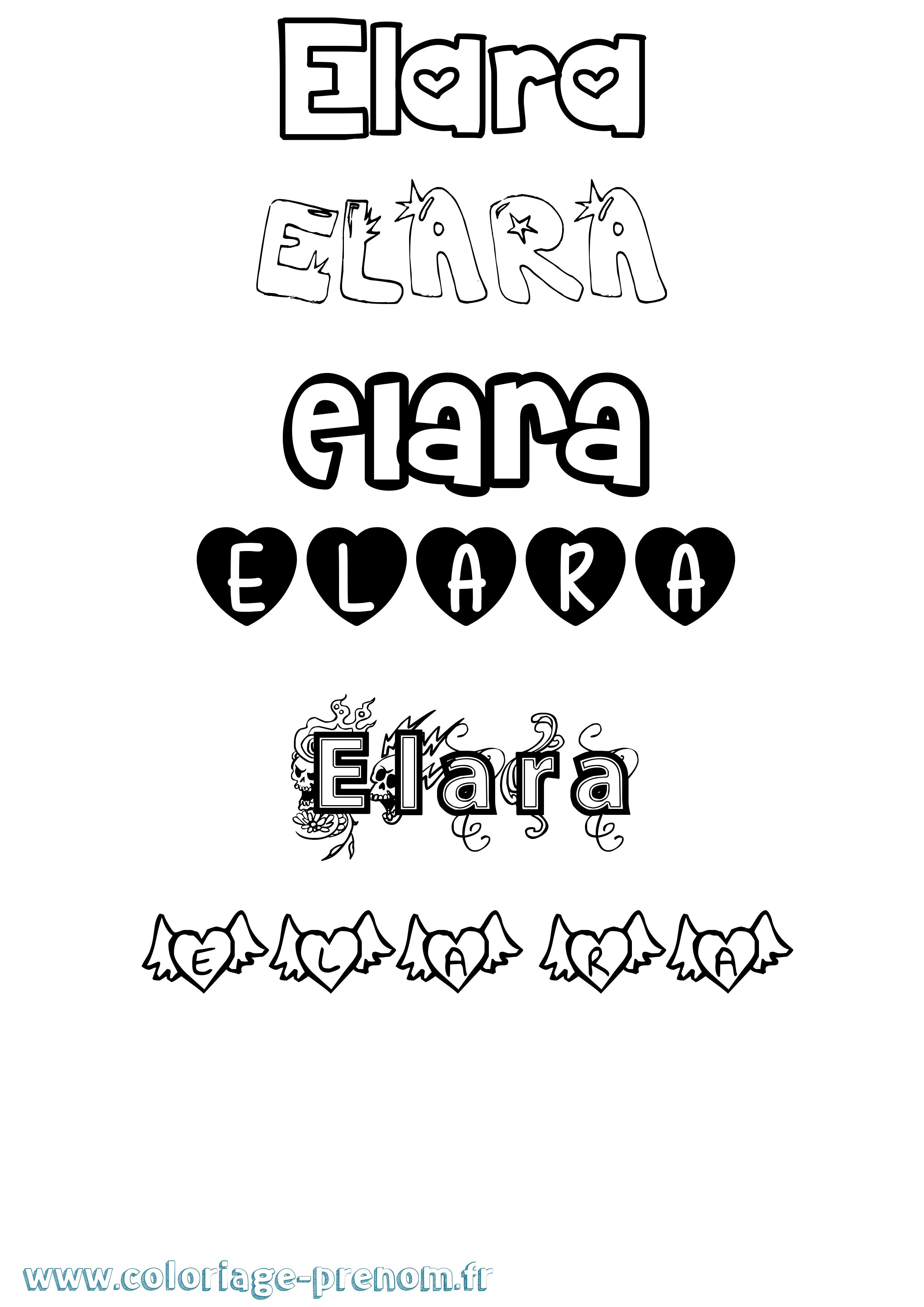 Coloriage prénom Elara Girly