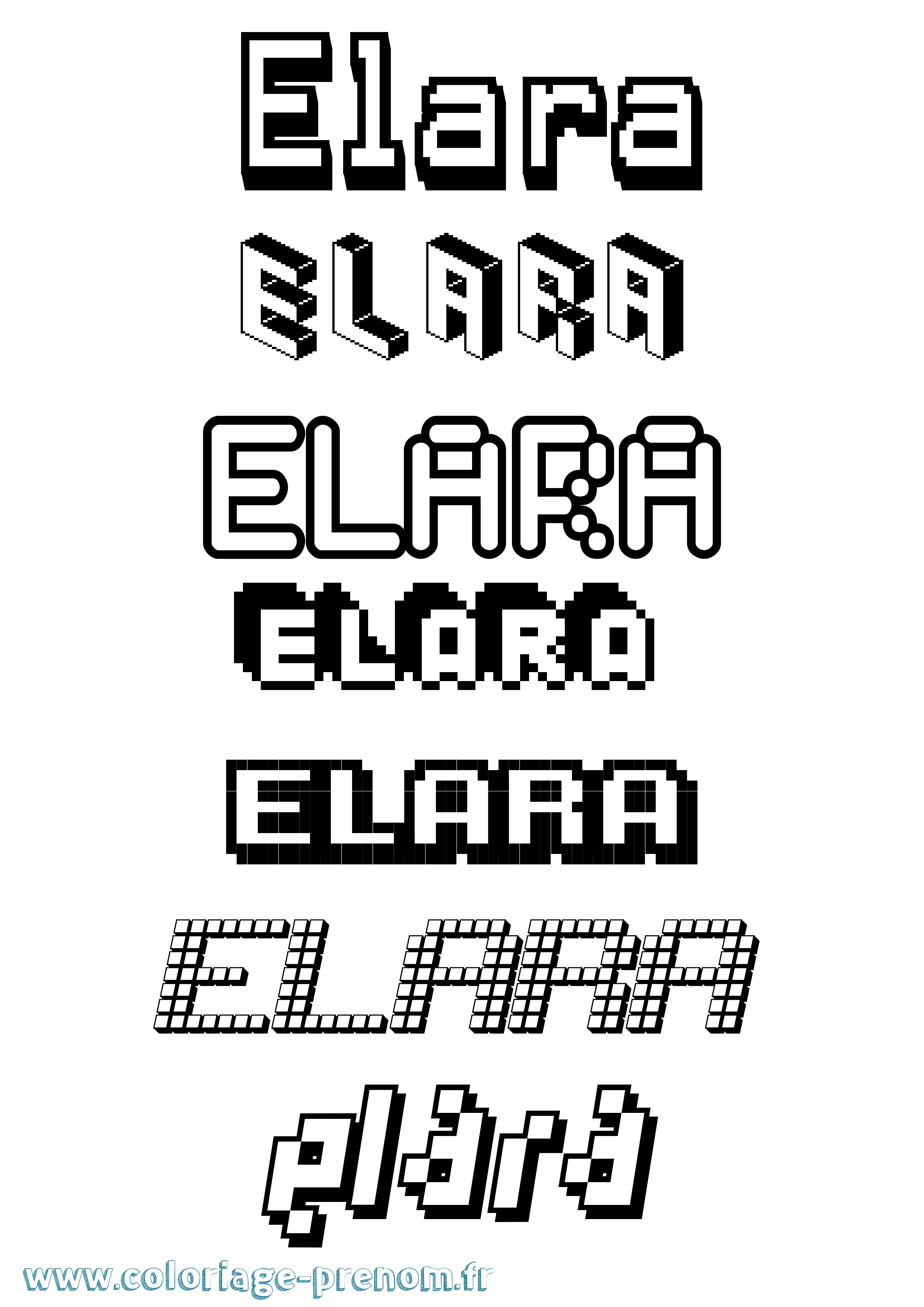 Coloriage prénom Elara Pixel