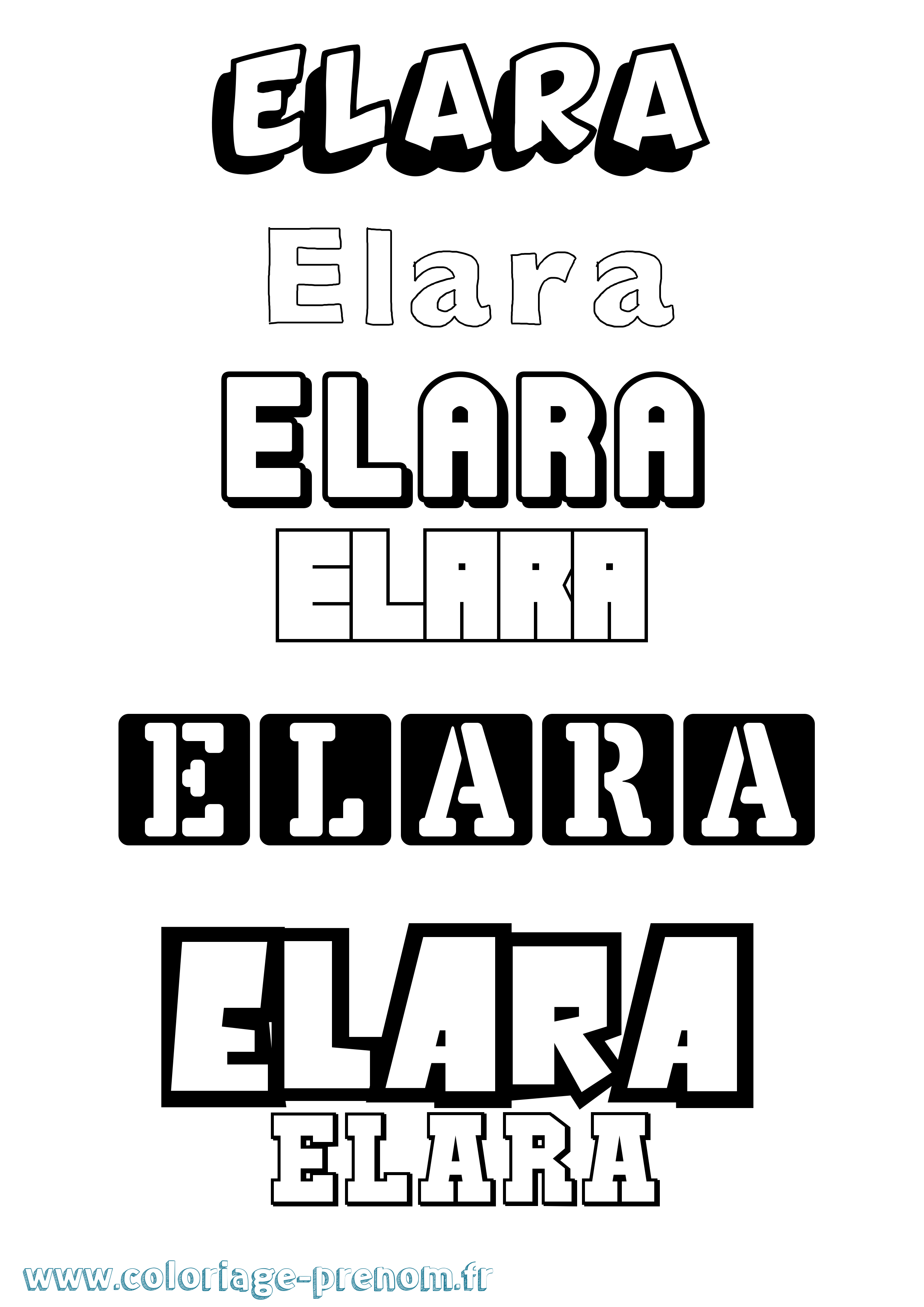 Coloriage prénom Elara Simple