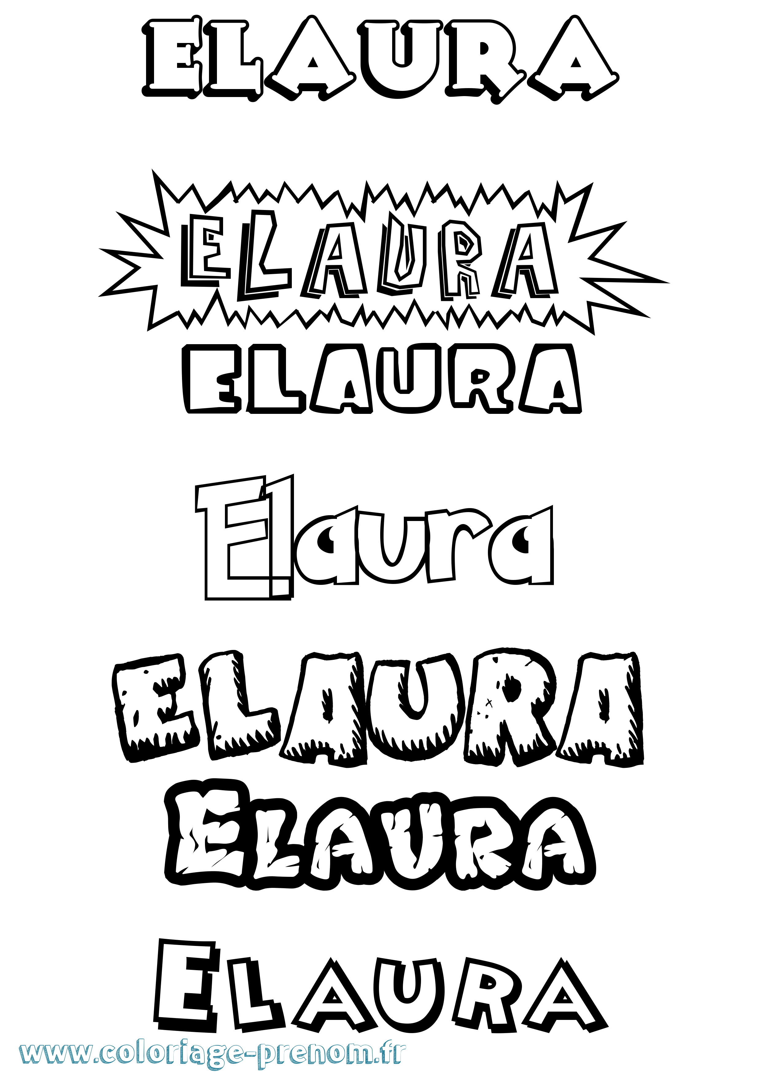 Coloriage prénom Elaura Dessin Animé