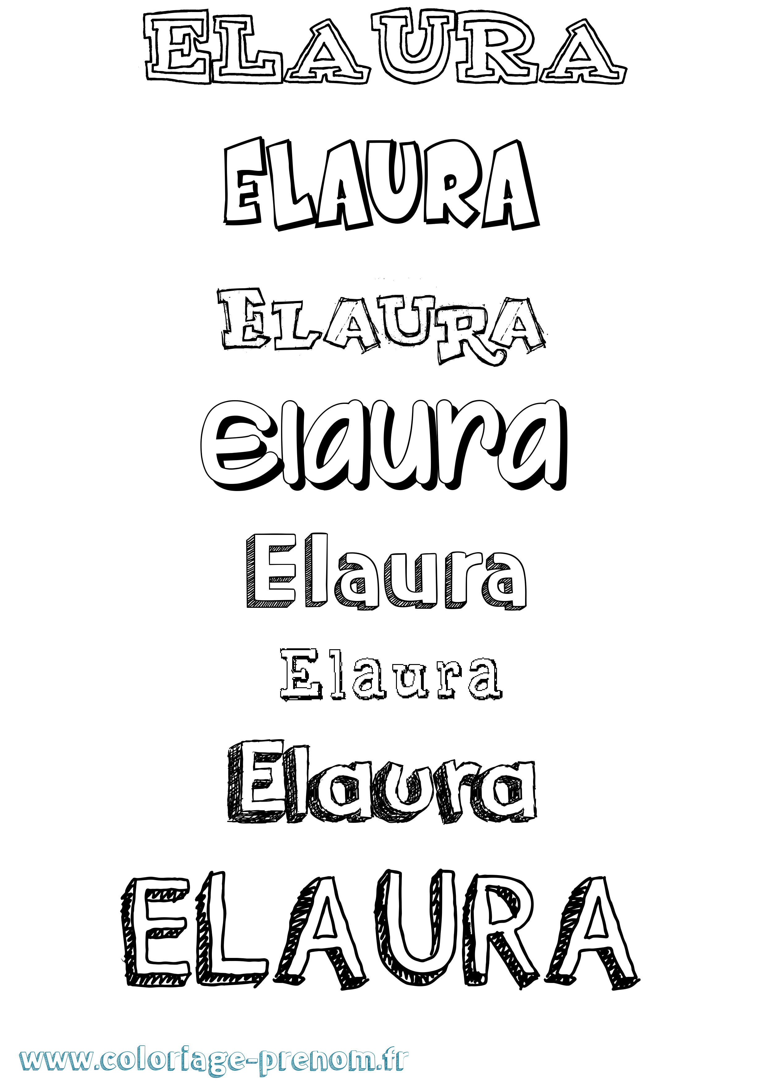 Coloriage prénom Elaura Dessiné