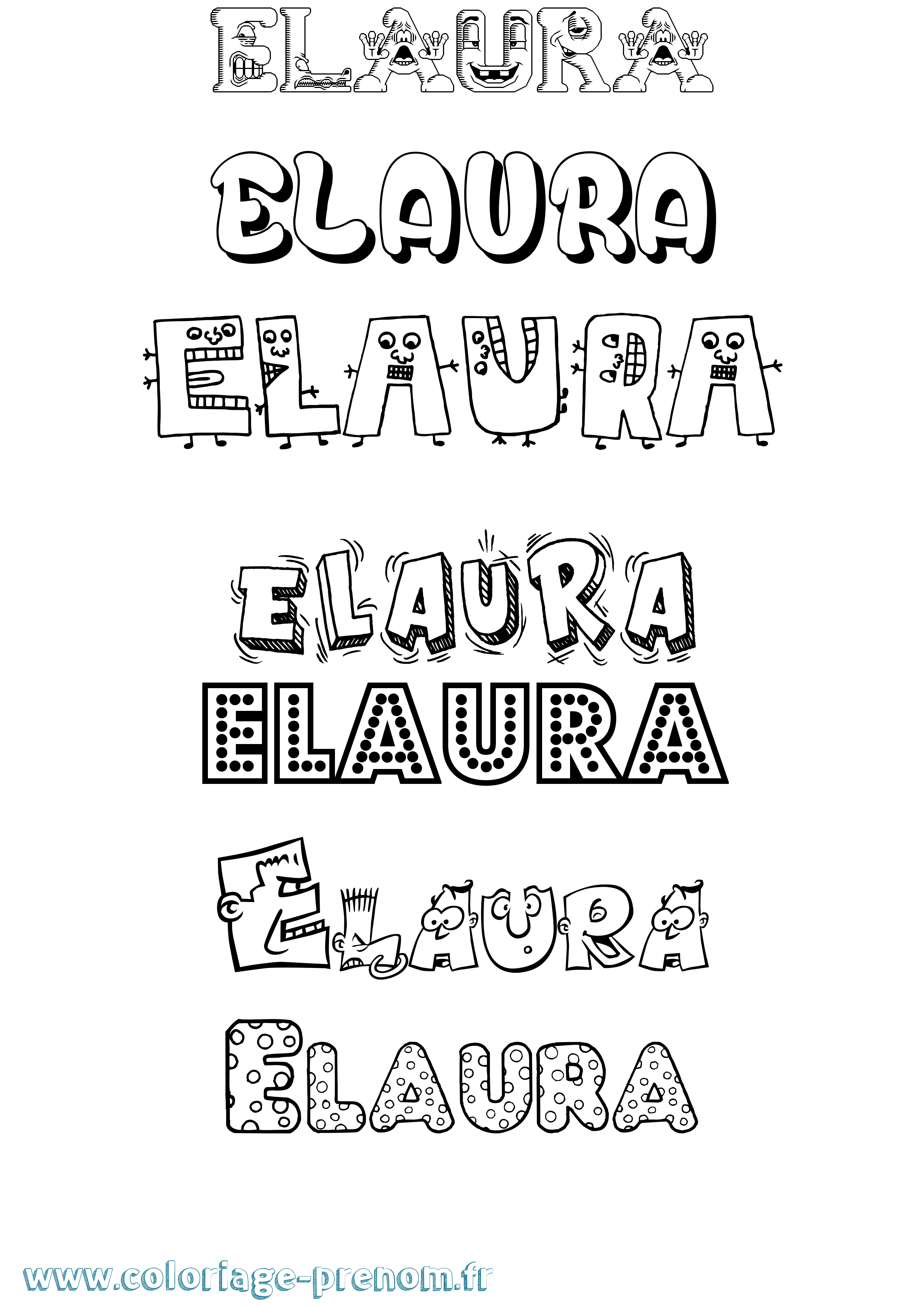 Coloriage prénom Elaura Fun