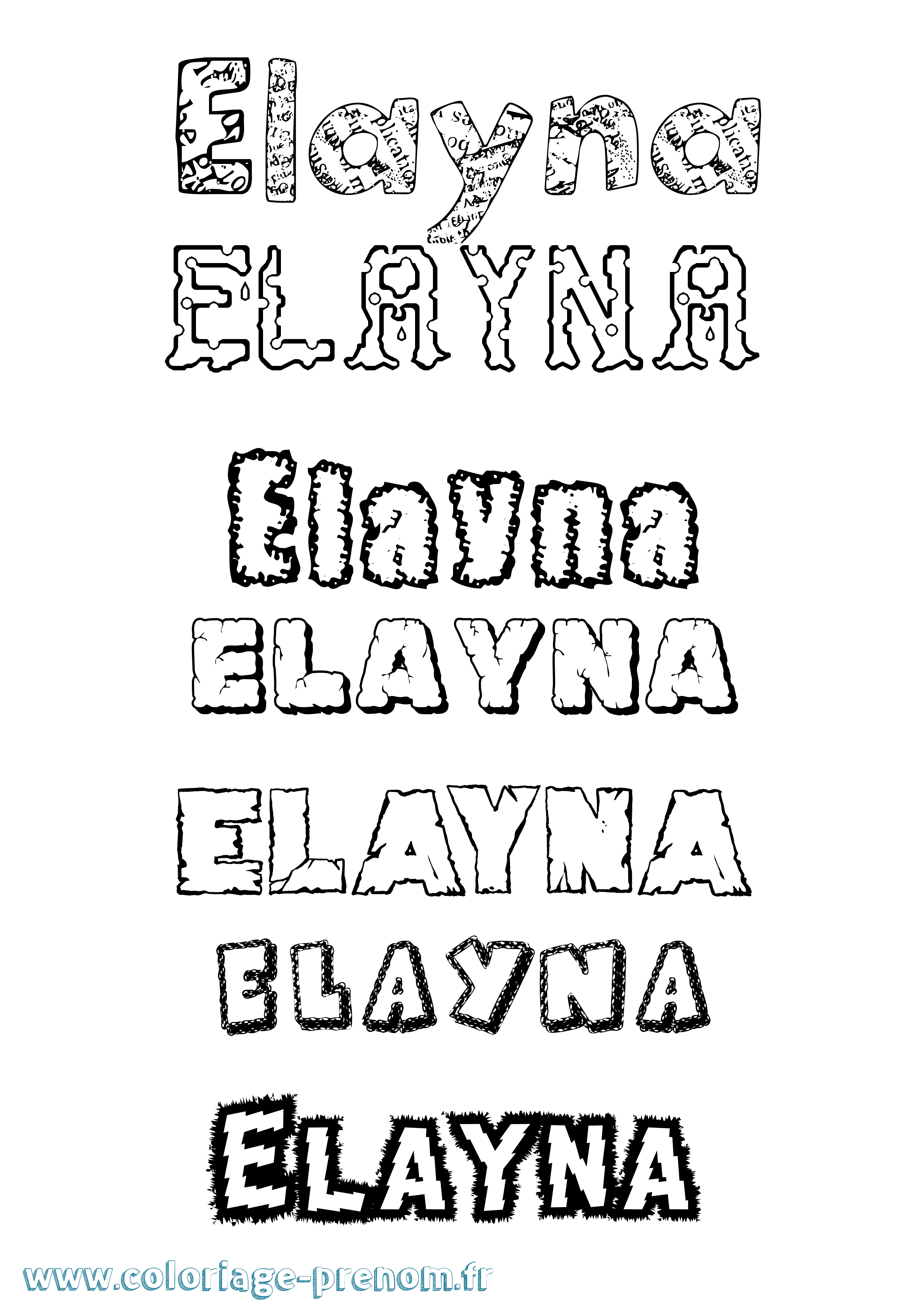 Coloriage prénom Elayna Destructuré