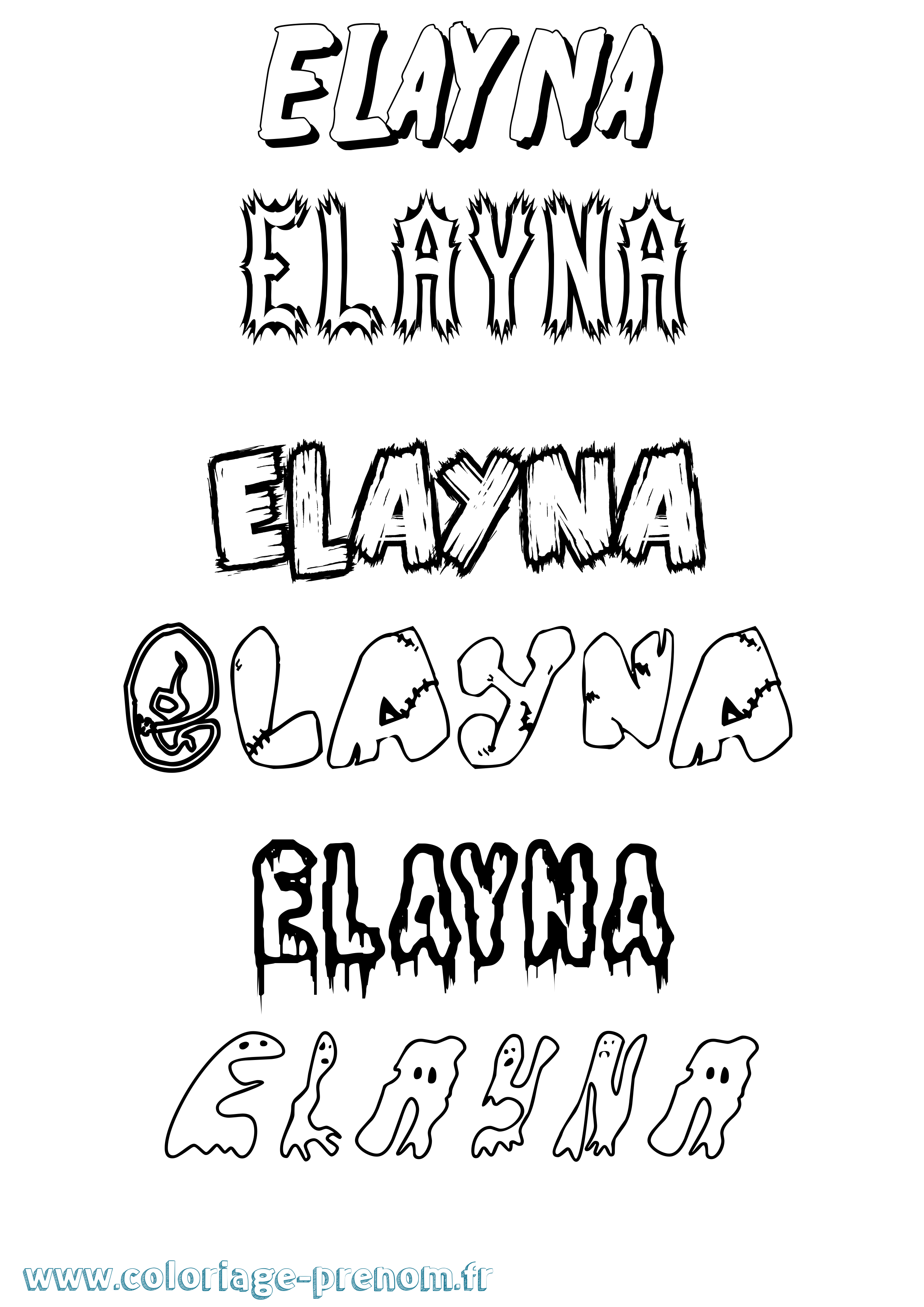 Coloriage prénom Elayna Frisson