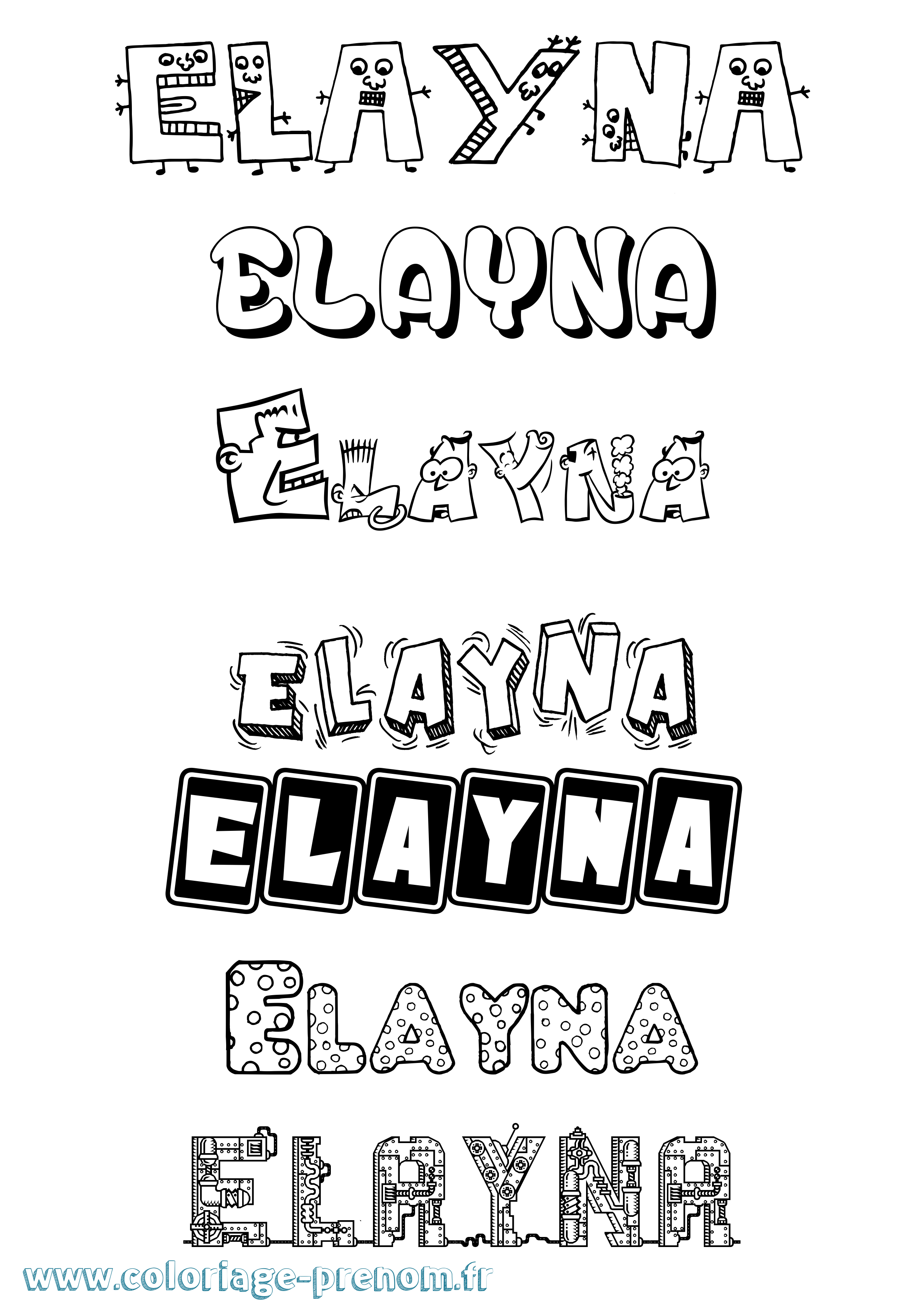 Coloriage prénom Elayna Fun