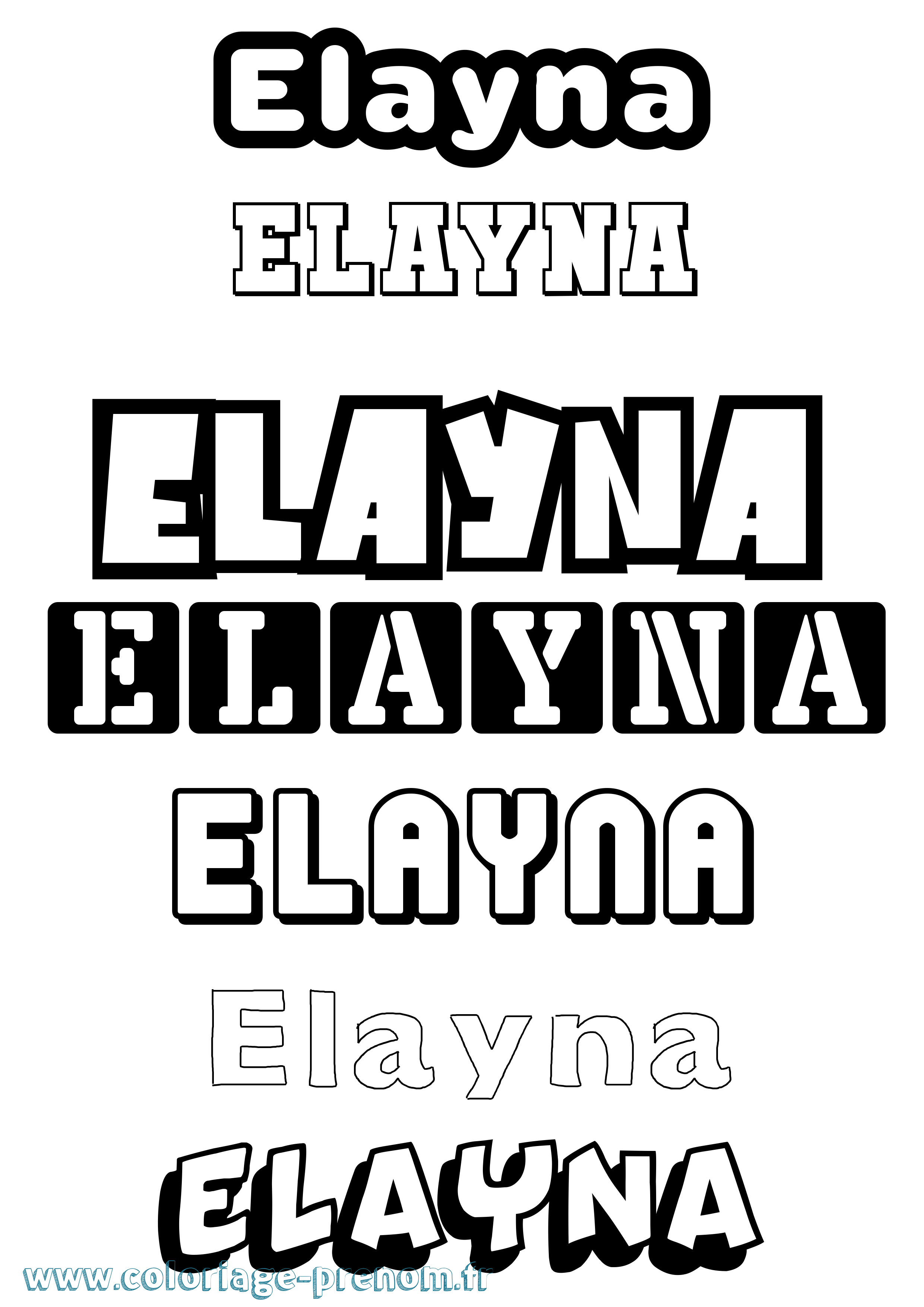 Coloriage prénom Elayna Simple