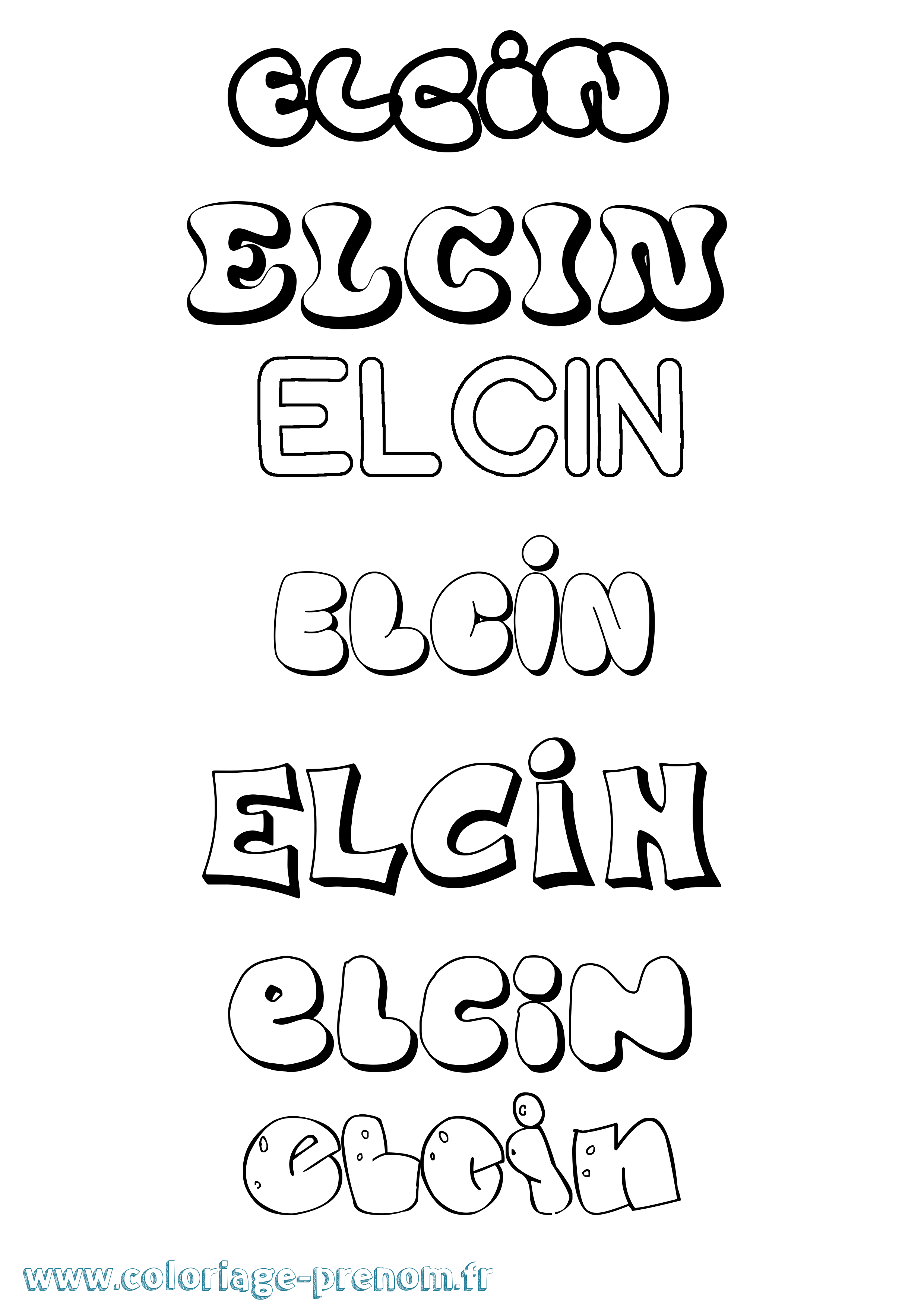 Coloriage Elcin Bubble Coloriage prénom Elcin Bubble