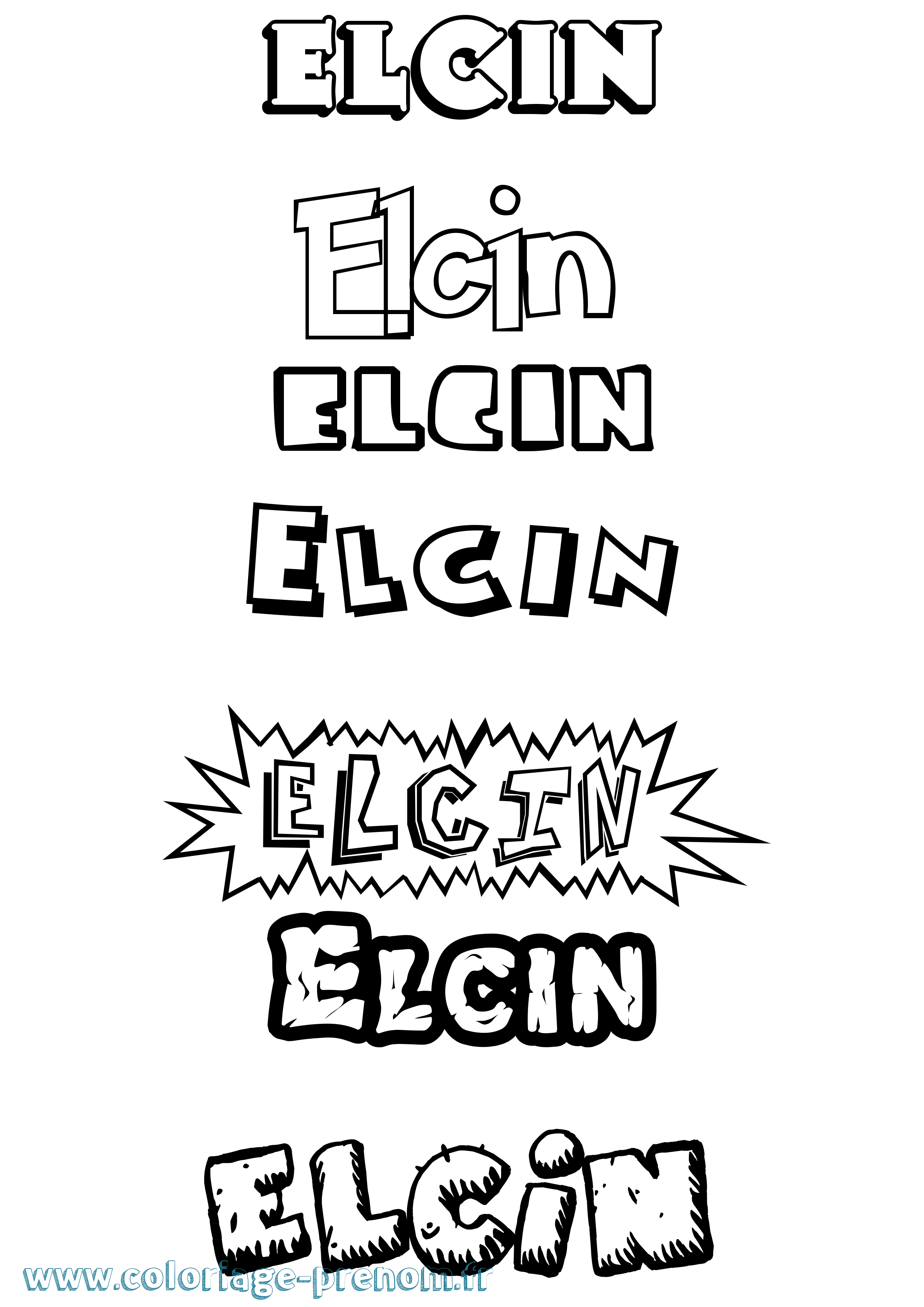 Coloriage Elcin Dessin Animé Coloriage prénom Elcin Dessin Animé