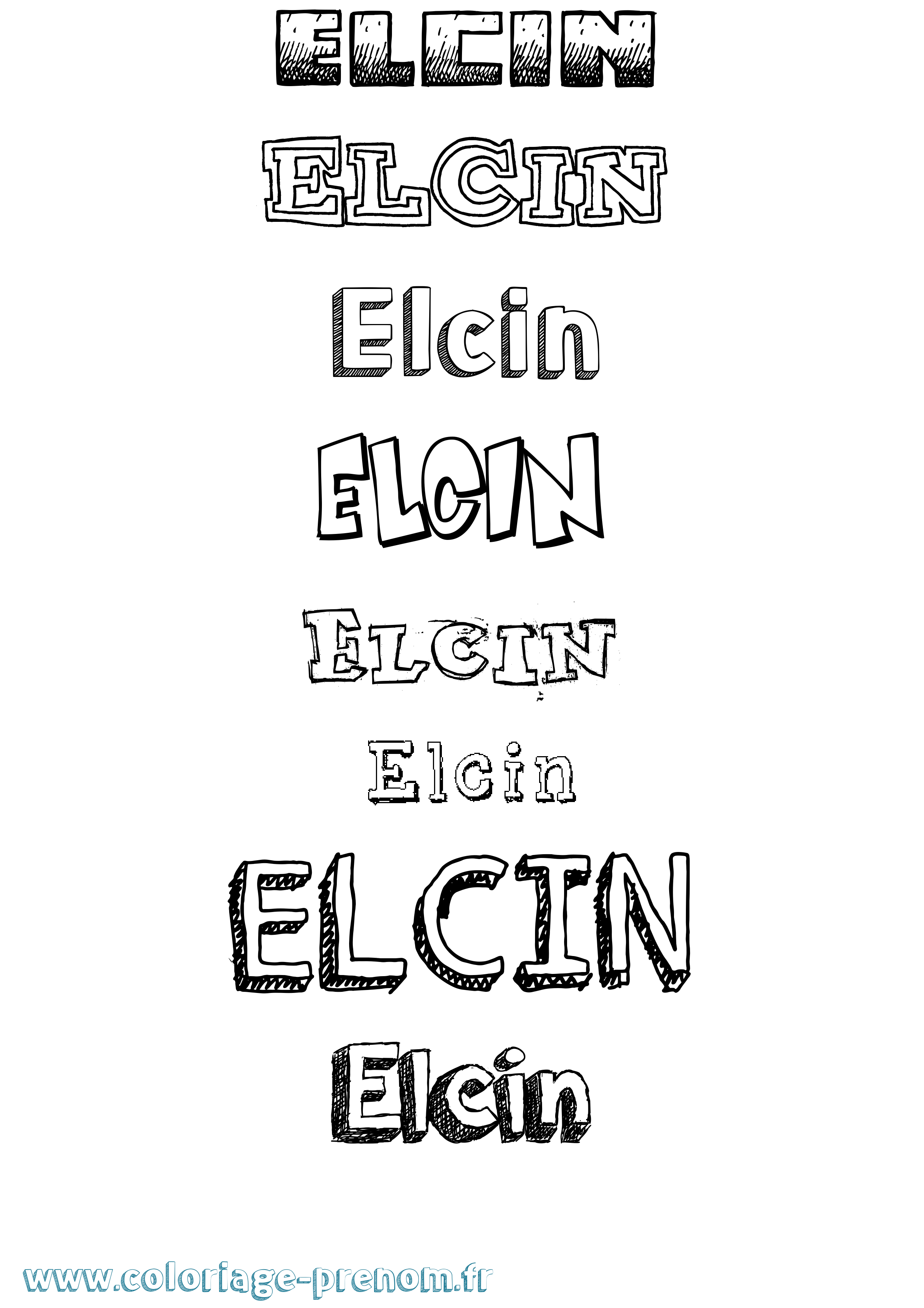 Coloriage Elcin Dessiné Coloriage prénom Elcin Dessiné