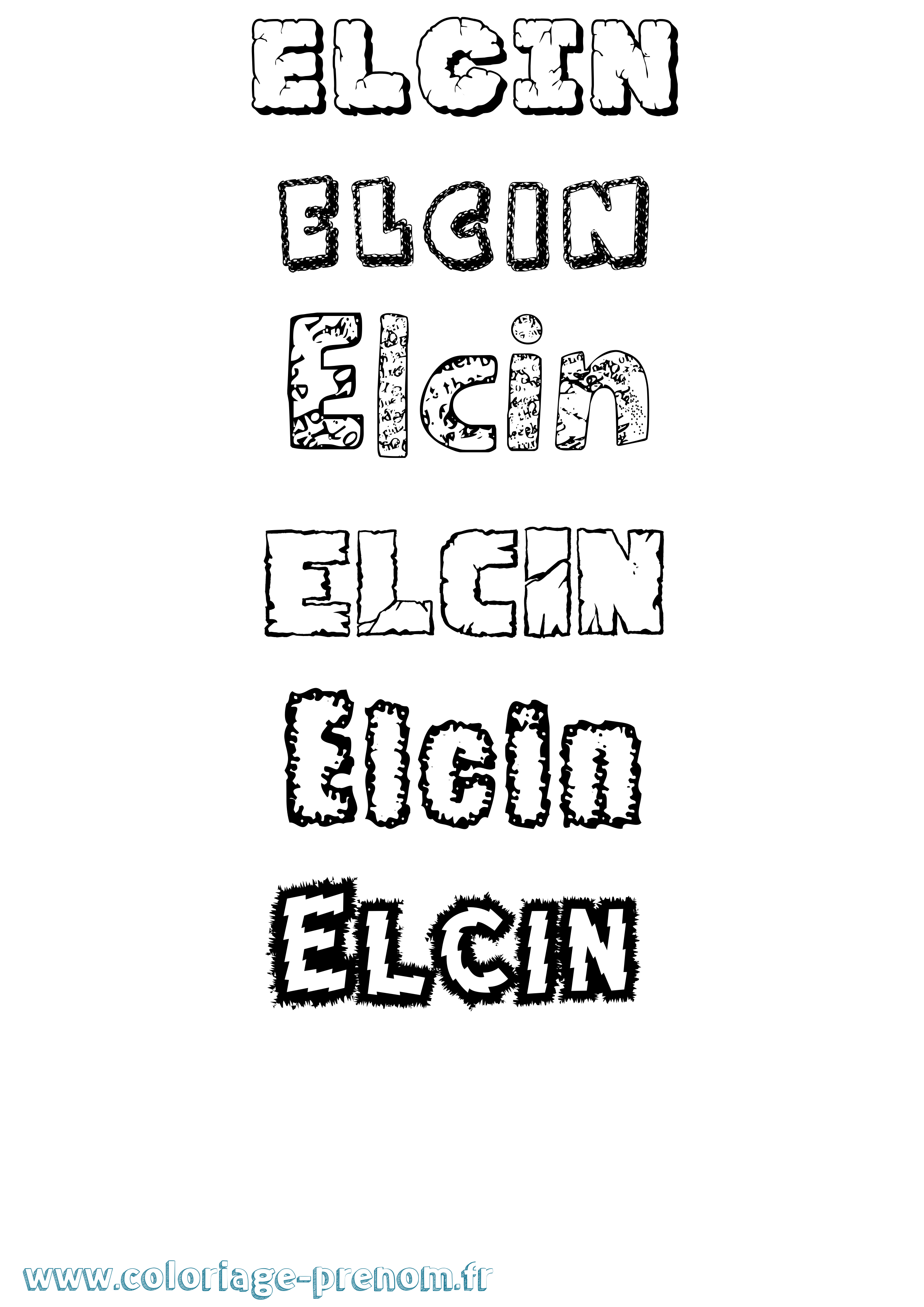 Coloriage Elcin Destructuré Coloriage prénom Elcin Destructuré
