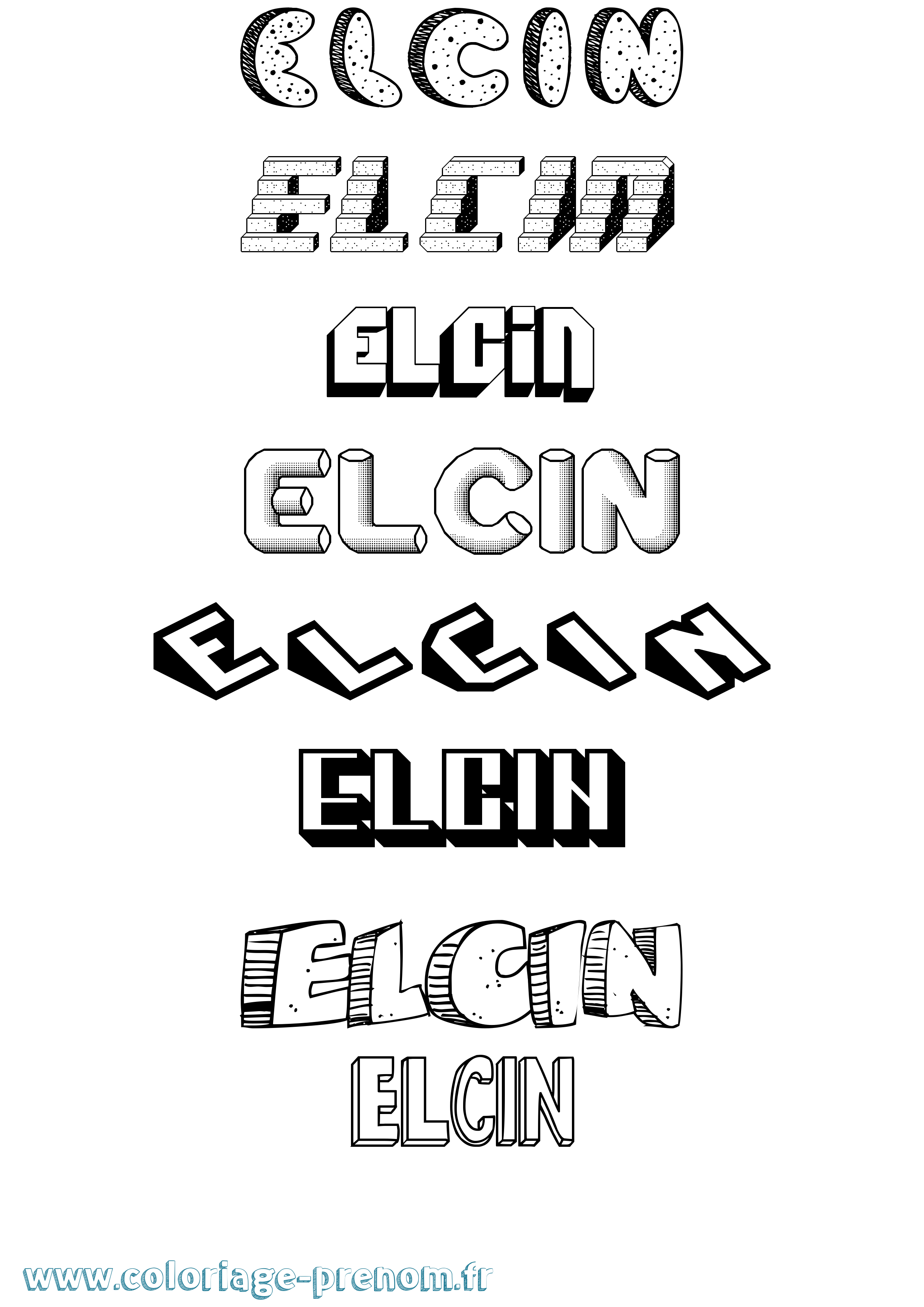 Coloriage Elcin Effet 3D Coloriage prénom Elcin Effet 3D