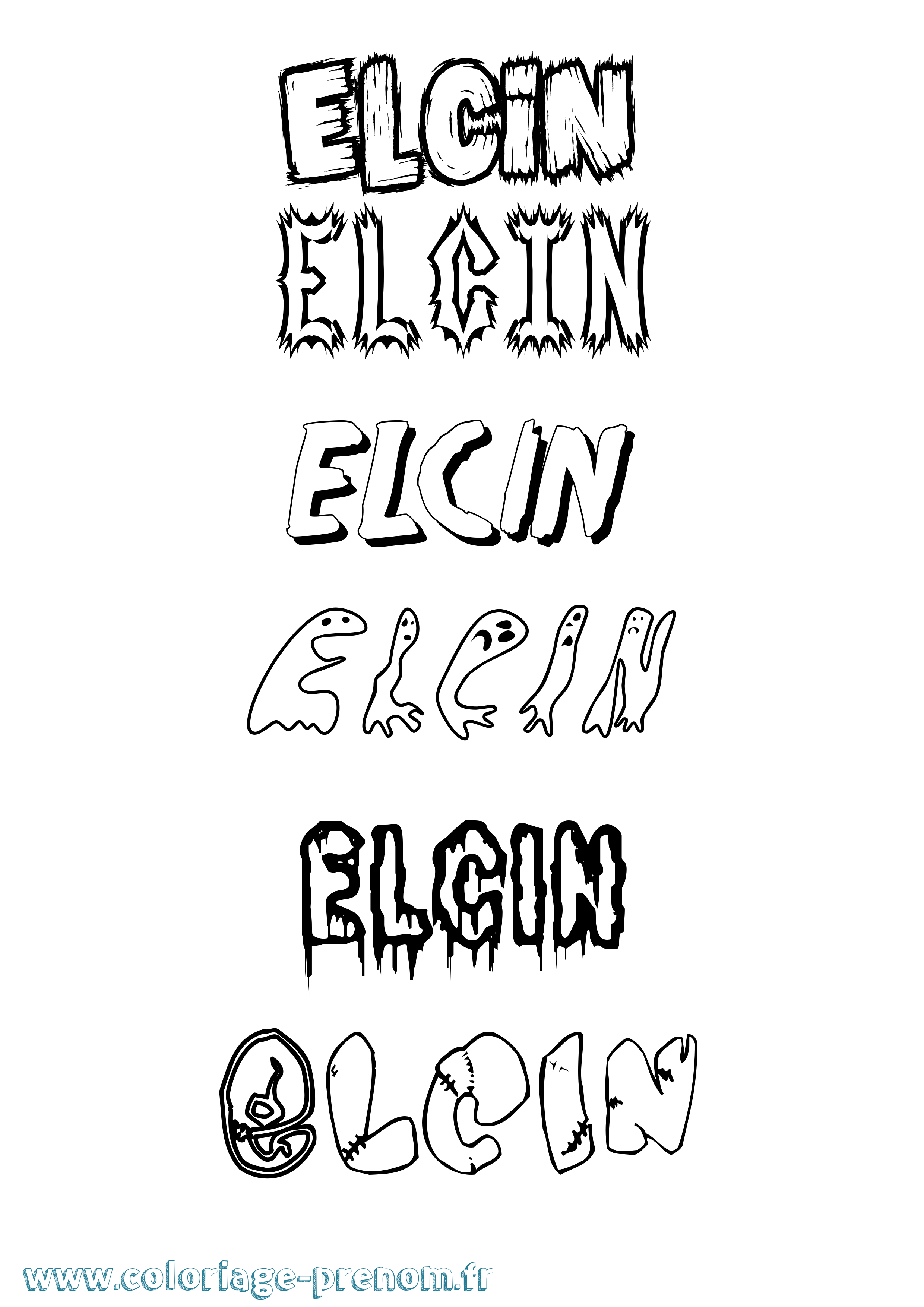 Coloriage Elcin Frisson Coloriage prénom Elcin Frisson