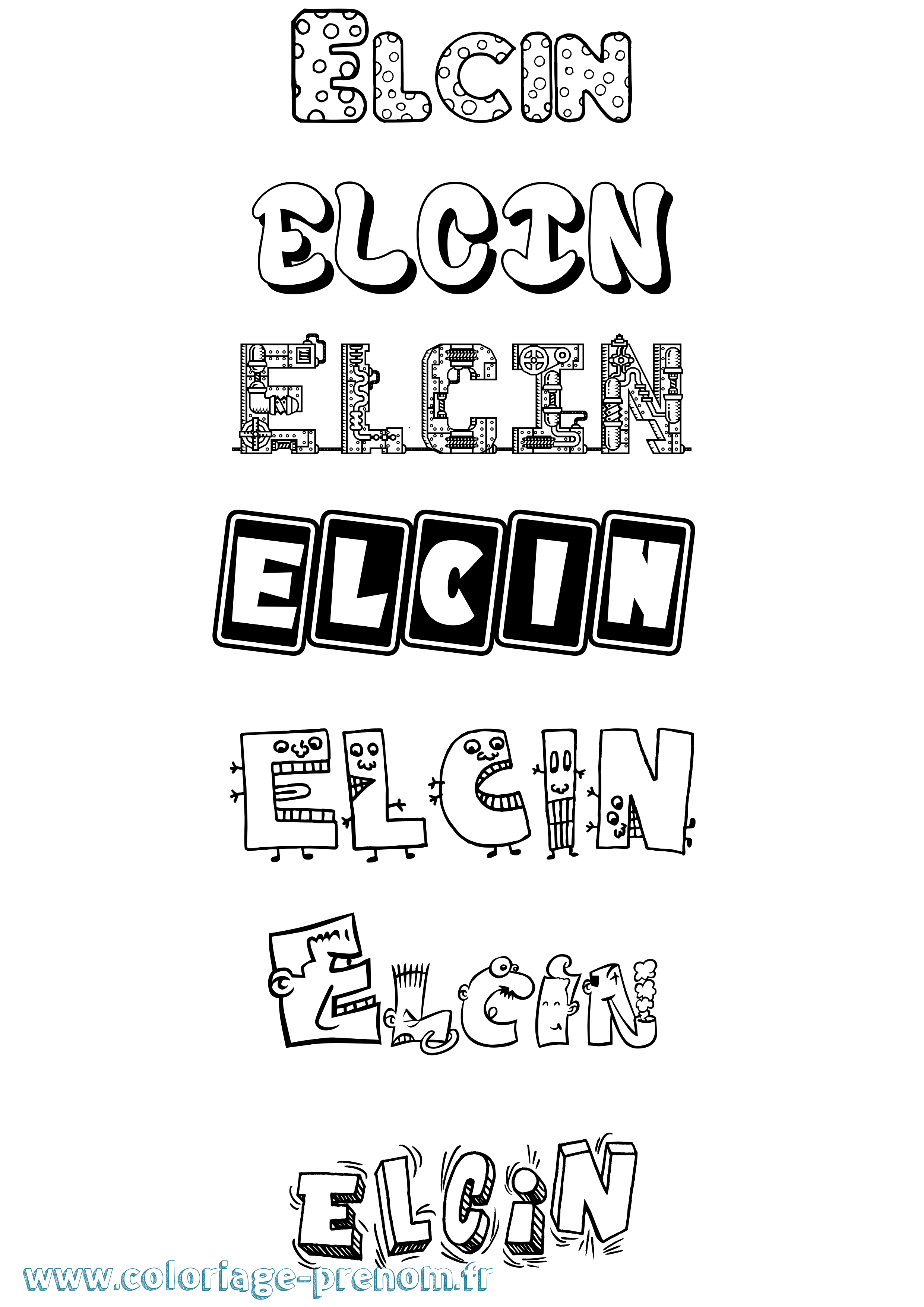 Coloriage Elcin Fun Coloriage prénom Elcin Fun