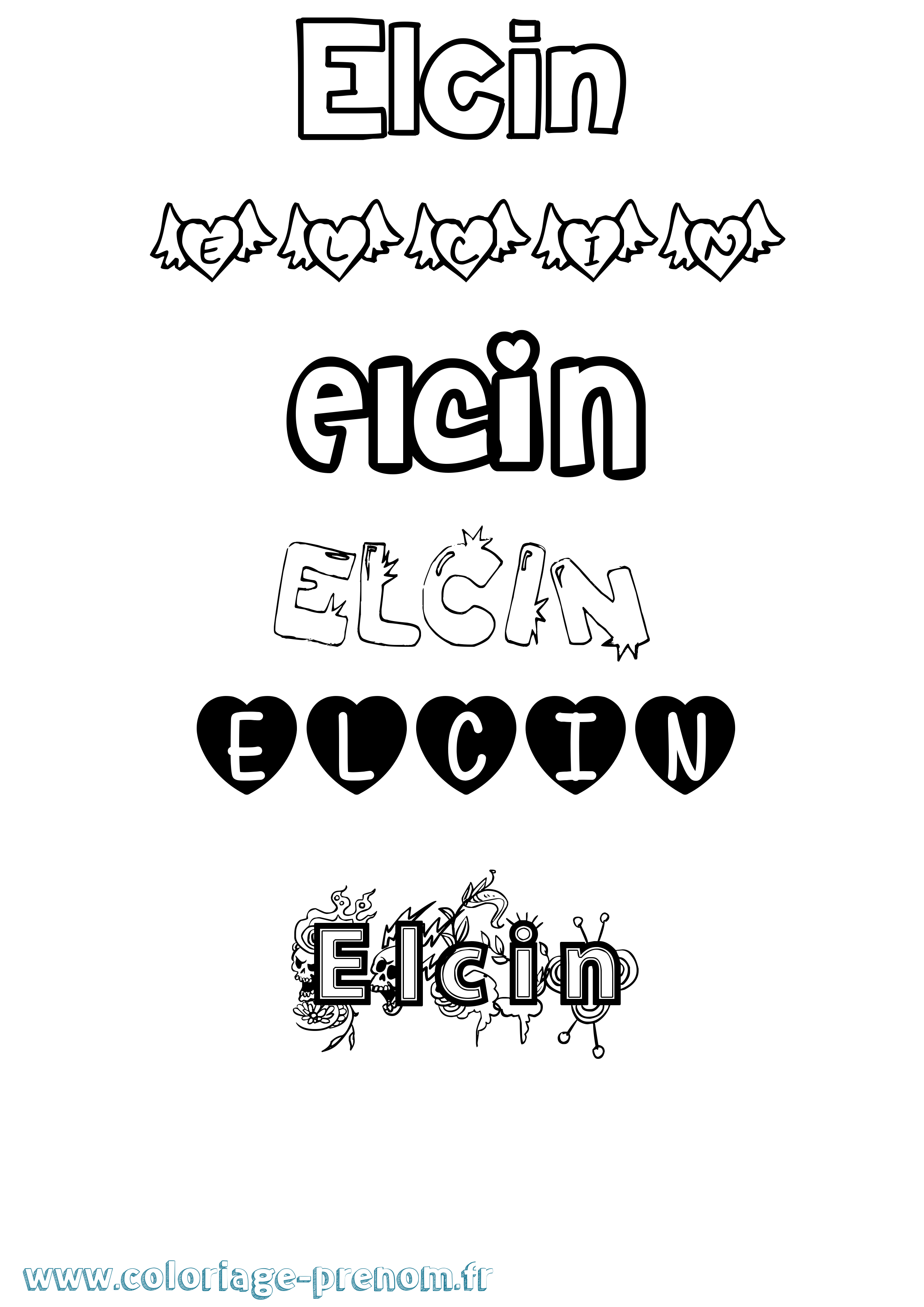 Coloriage Elcin Girly Coloriage prénom Elcin Girly