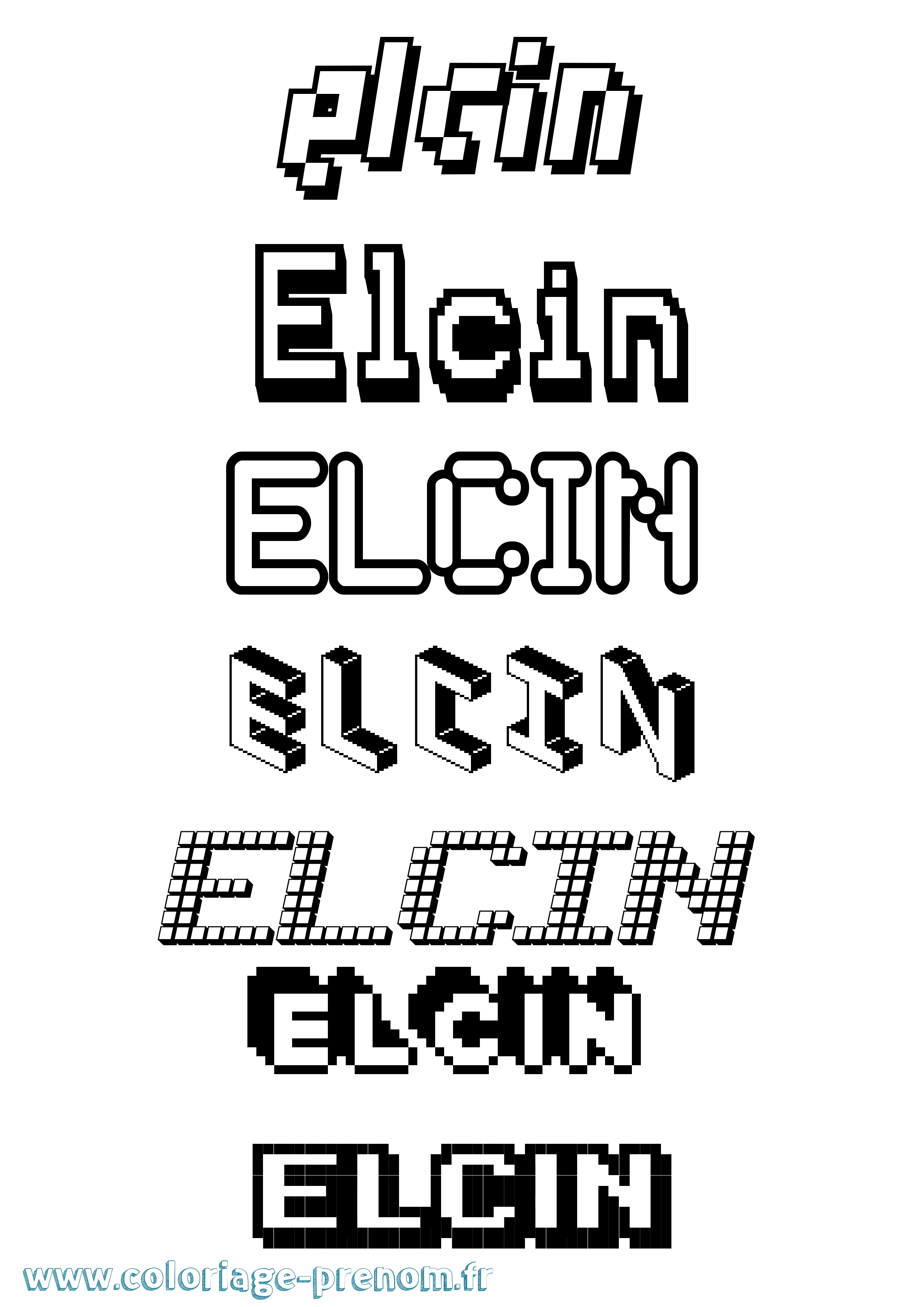 Coloriage Elcin Pixel Coloriage prénom Elcin Pixel