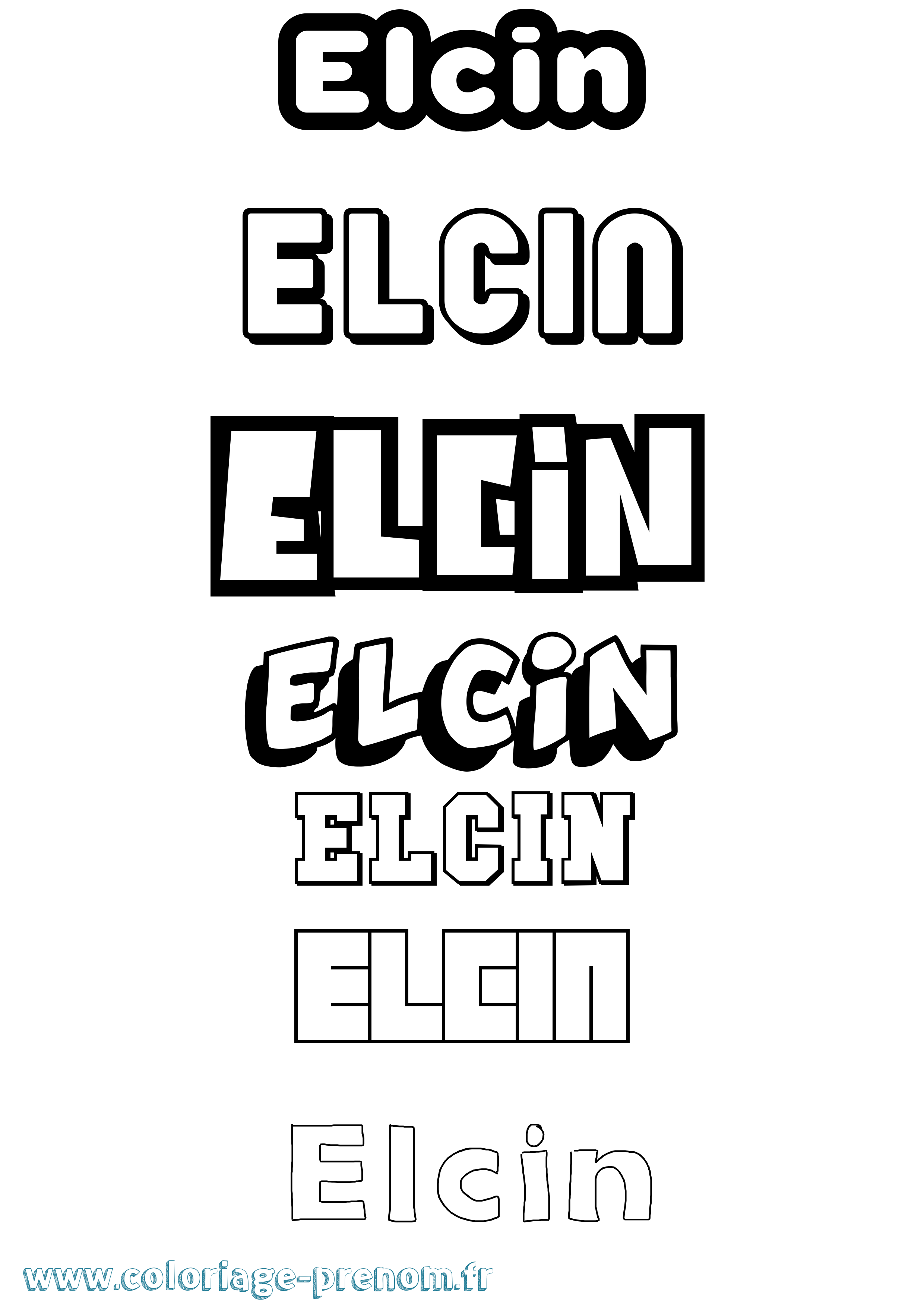 Coloriage Elcin Simple Coloriage prénom Elcin Simple