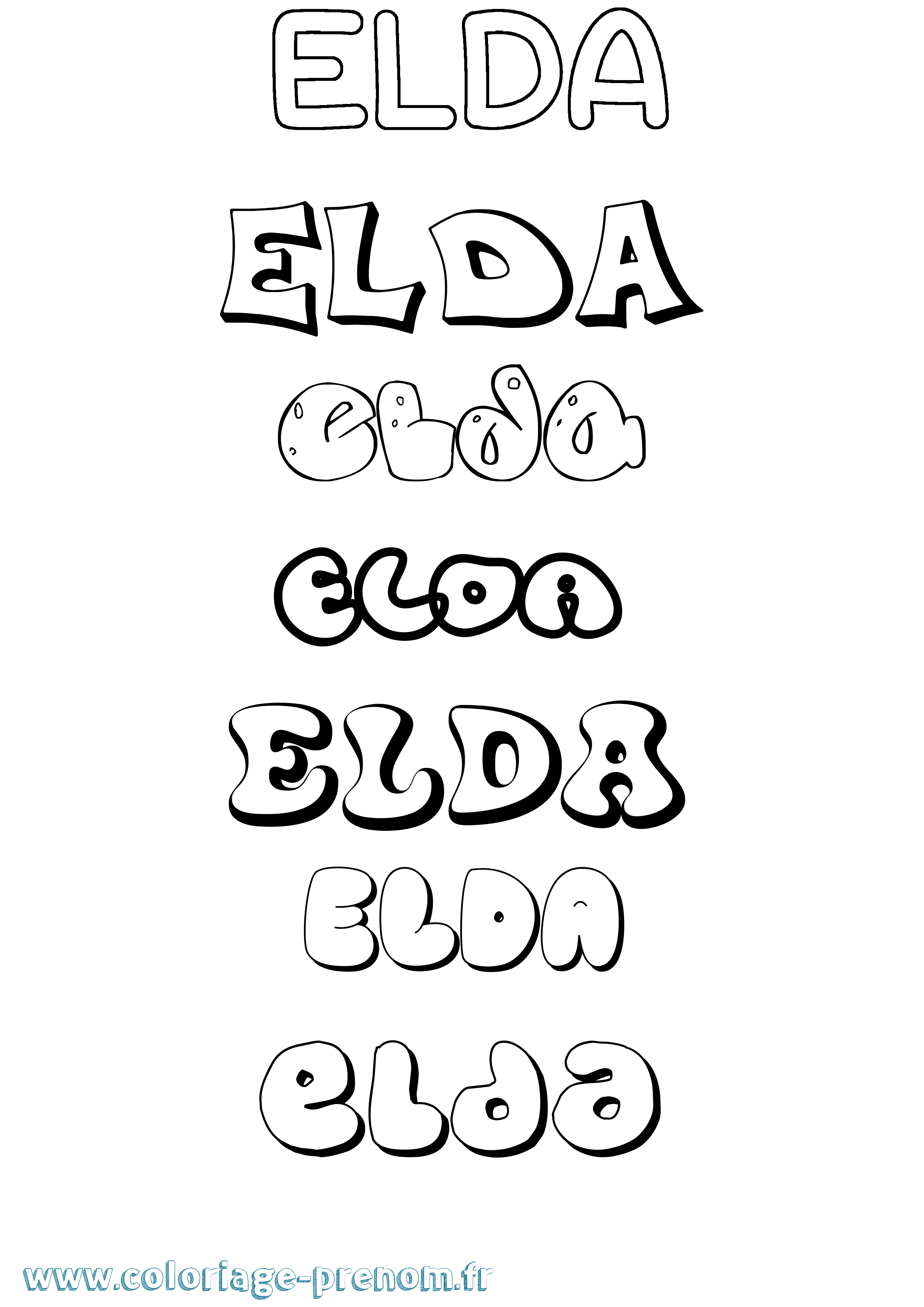 Coloriage Elda Bubble Coloriage prénom Elda Bubble