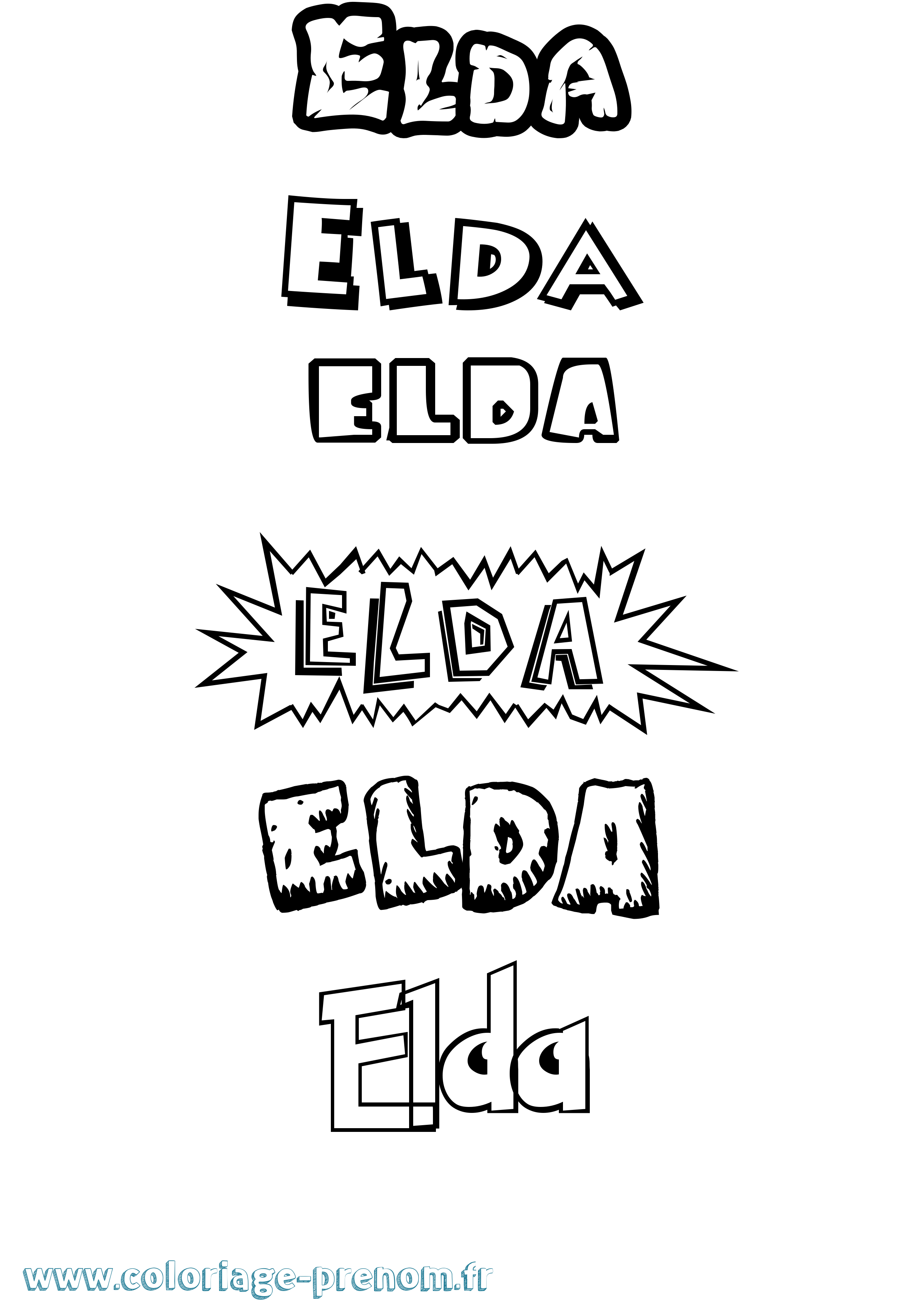 Coloriage Elda Dessin Animé Coloriage prénom Elda Dessin Animé