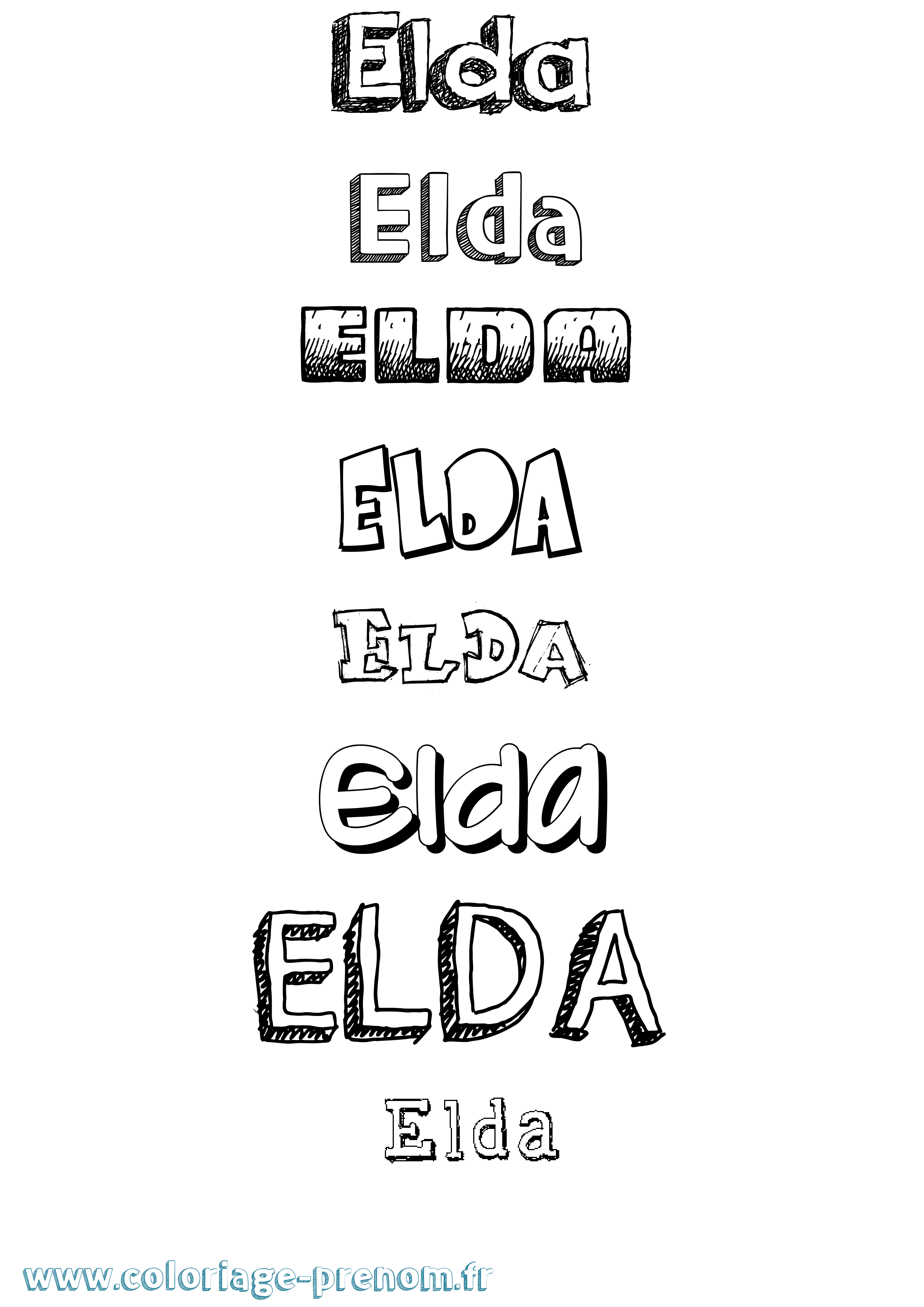 Coloriage Elda Dessiné Coloriage prénom Elda Dessiné
