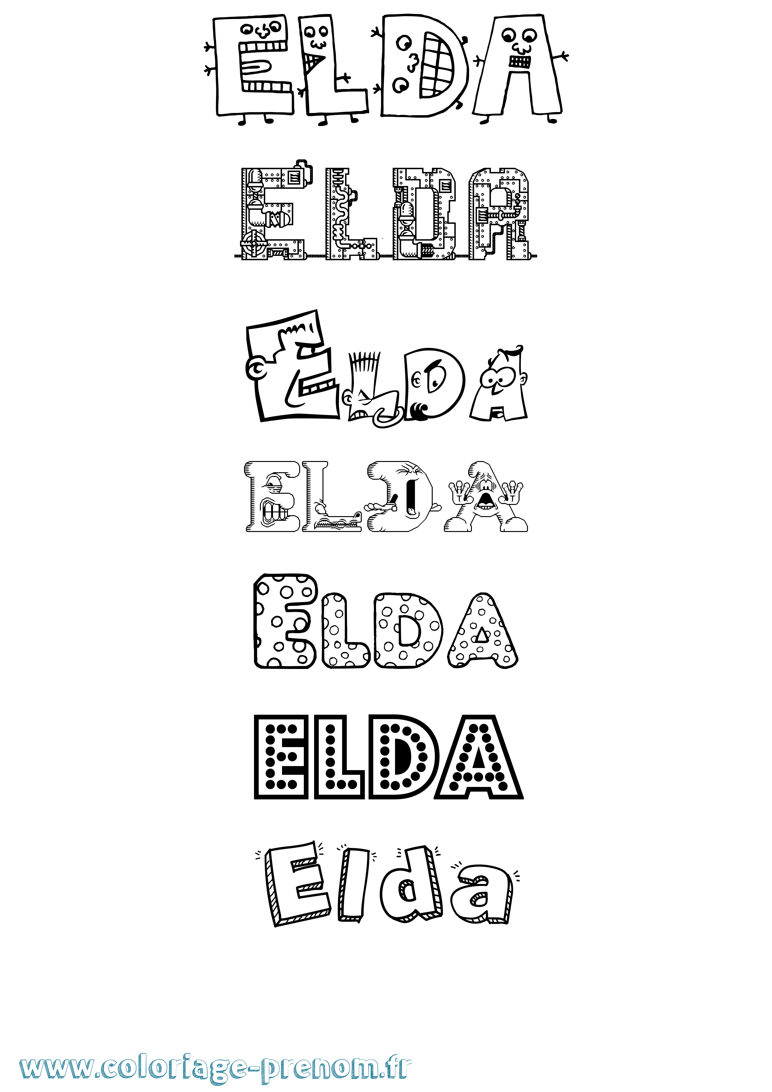 Coloriage Elda Fun Coloriage prénom Elda Fun