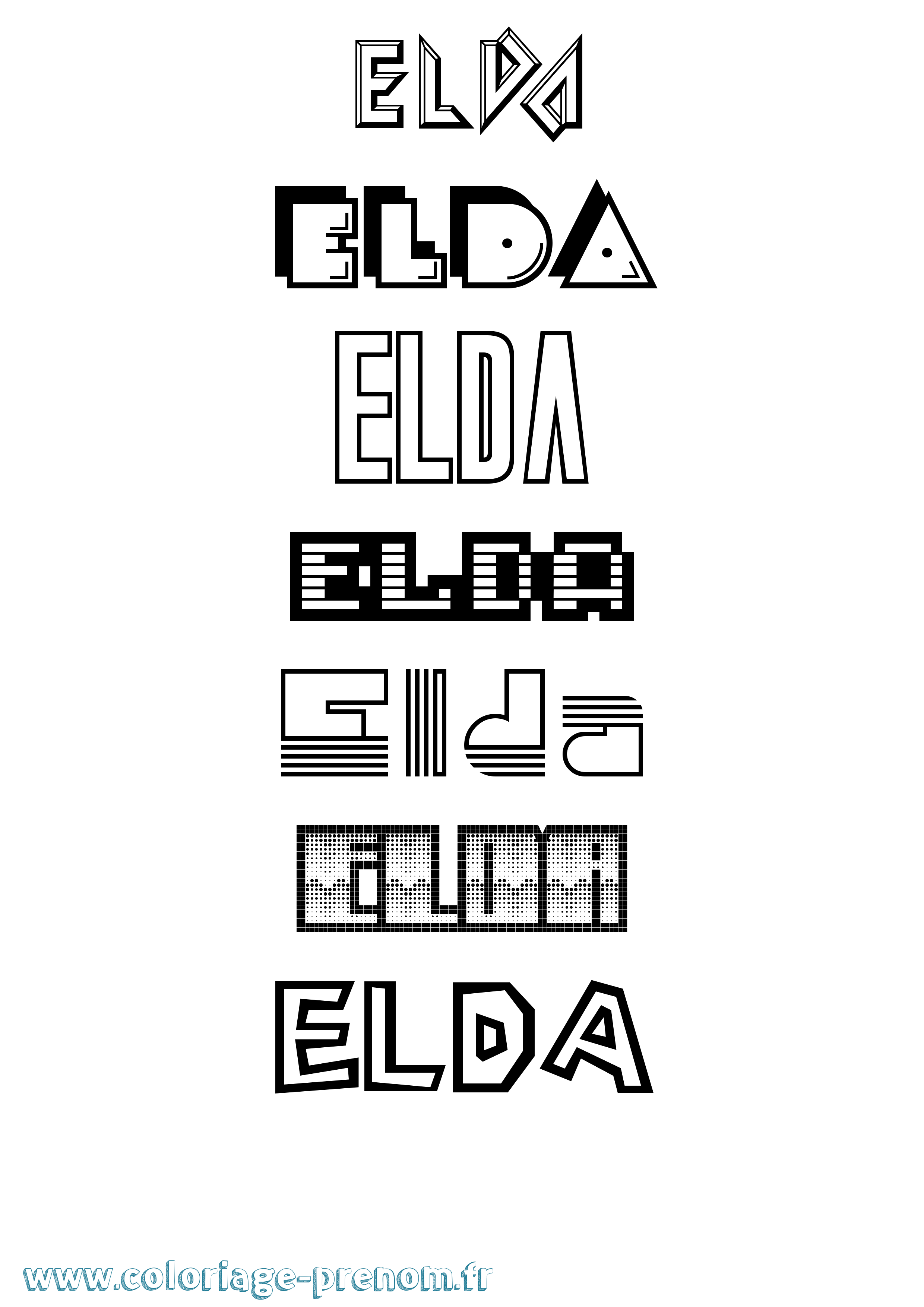 Coloriage Elda Jeux Vidéos Coloriage prénom Elda Jeux Vidéos