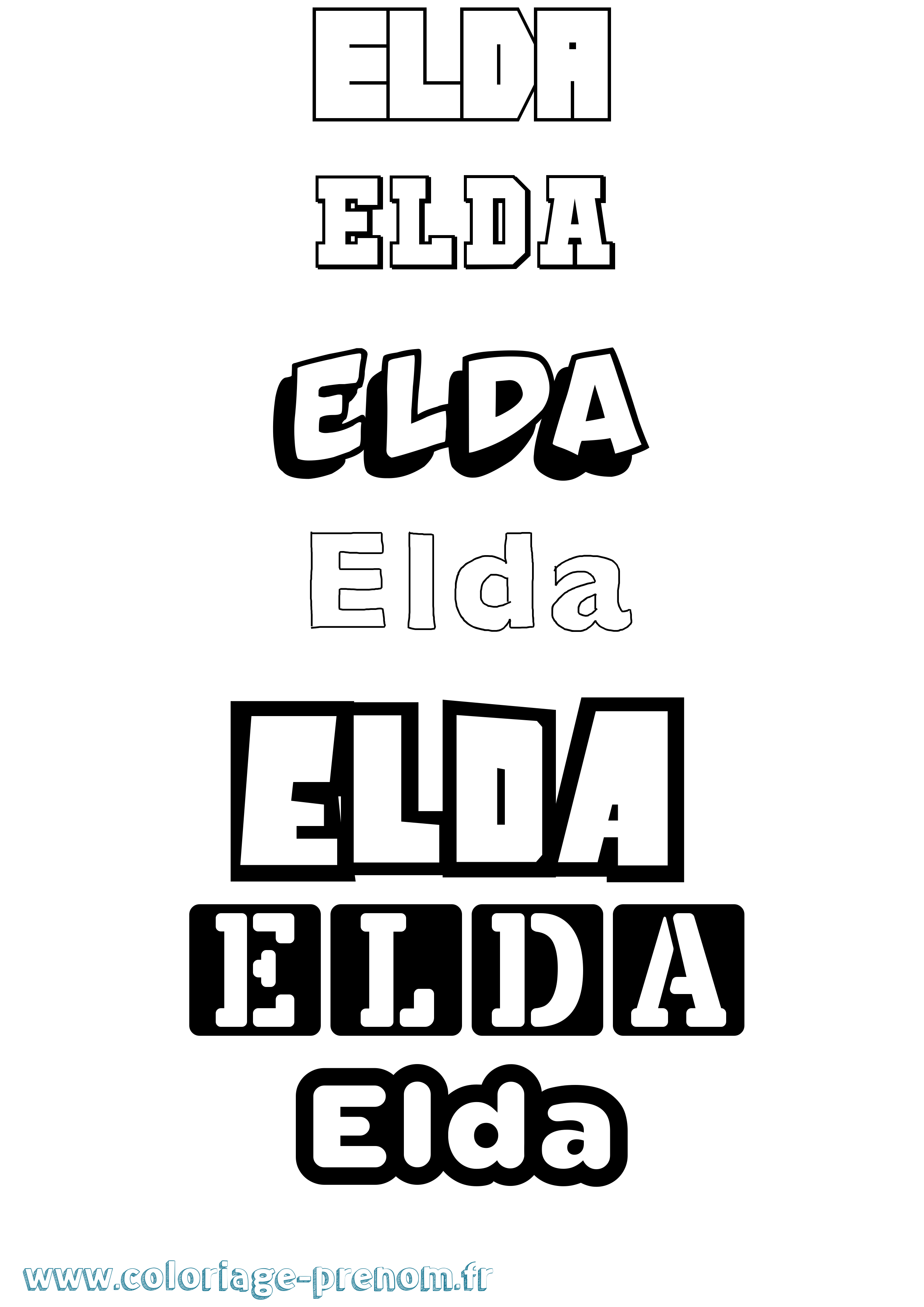 Coloriage Elda Simple Coloriage prénom Elda Simple