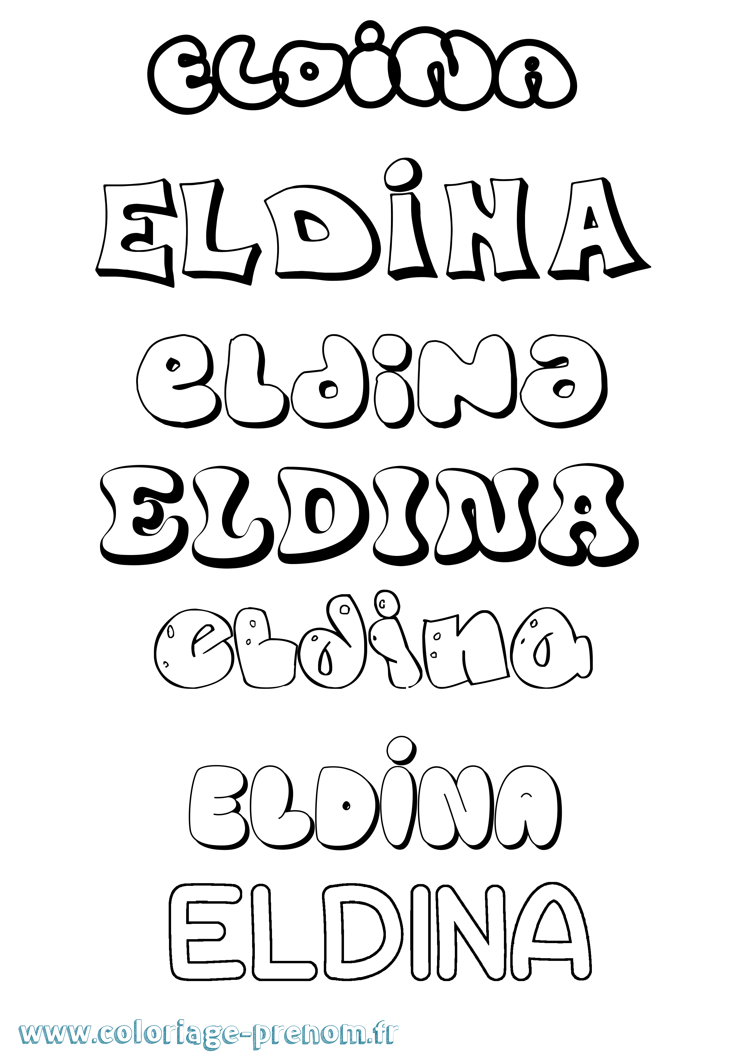 Coloriage Eldina Bubble Coloriage prénom Eldina Bubble