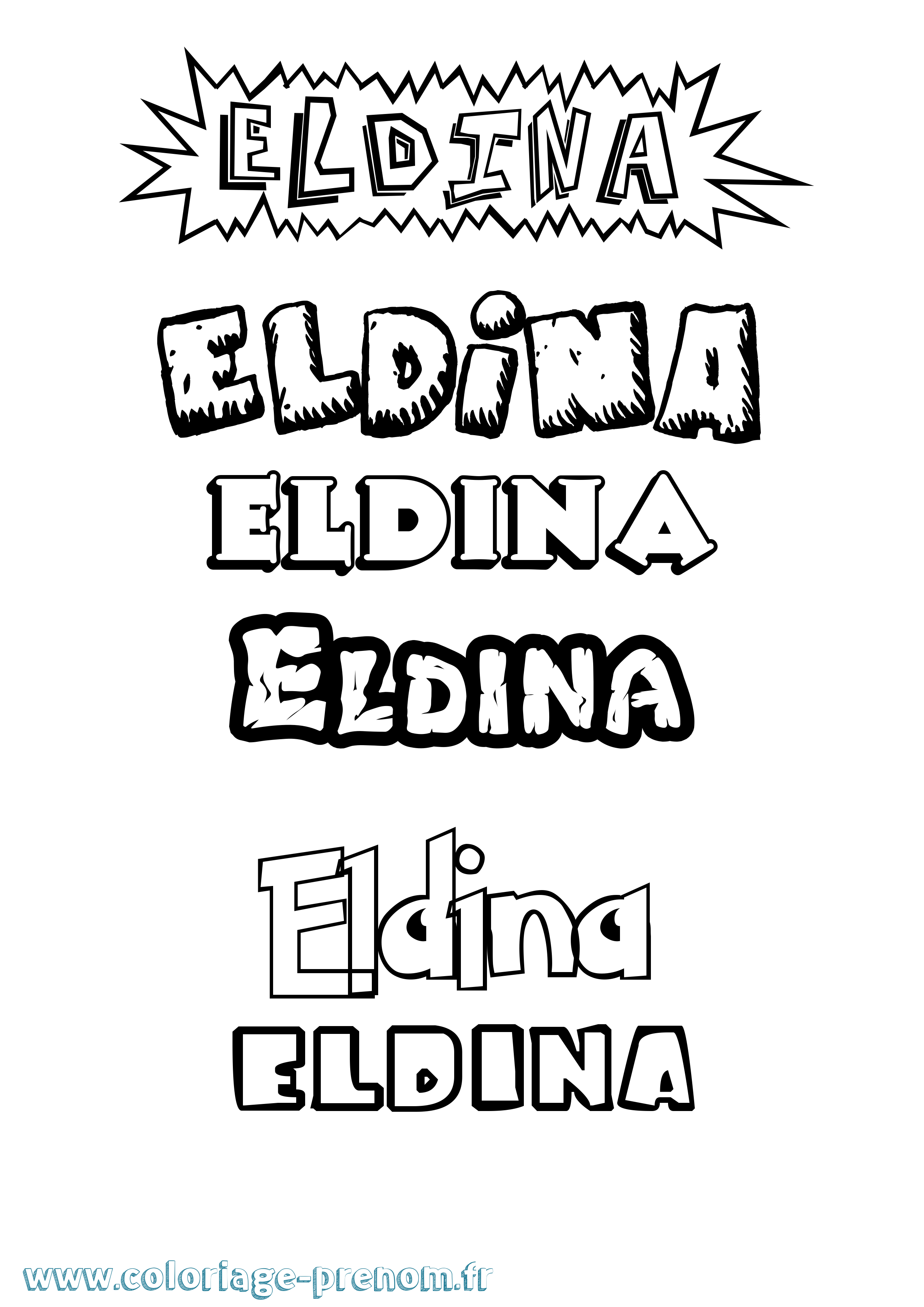 Coloriage Eldina Dessin Animé Coloriage prénom Eldina Dessin Animé