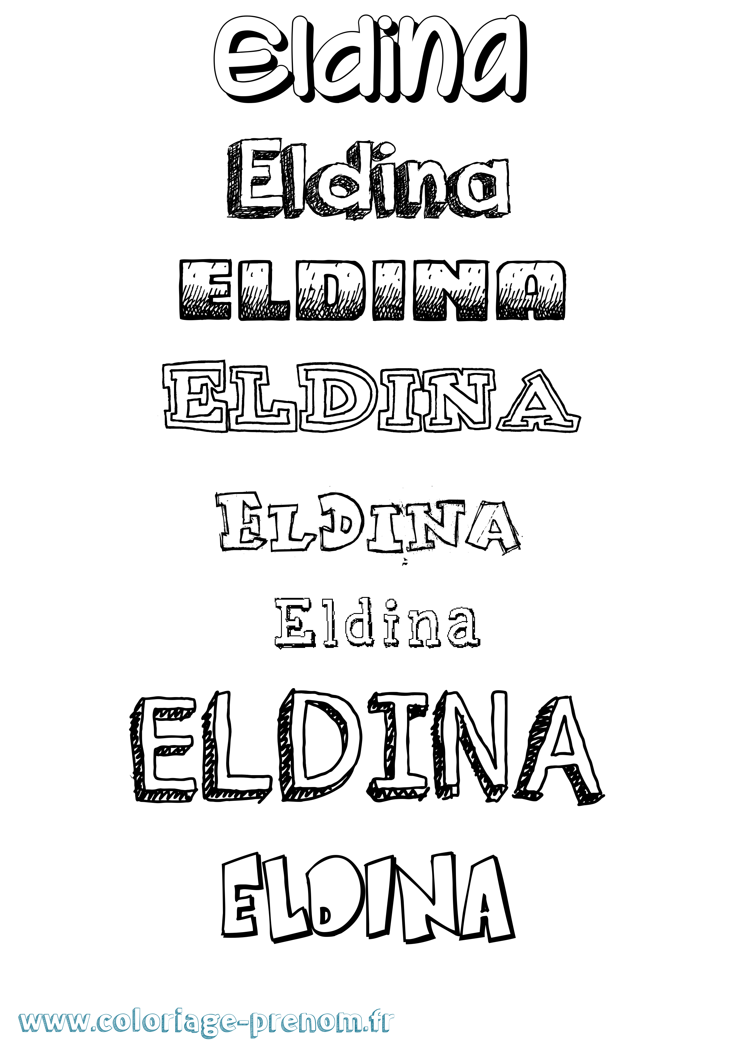 Coloriage Eldina Dessiné Coloriage prénom Eldina Dessiné