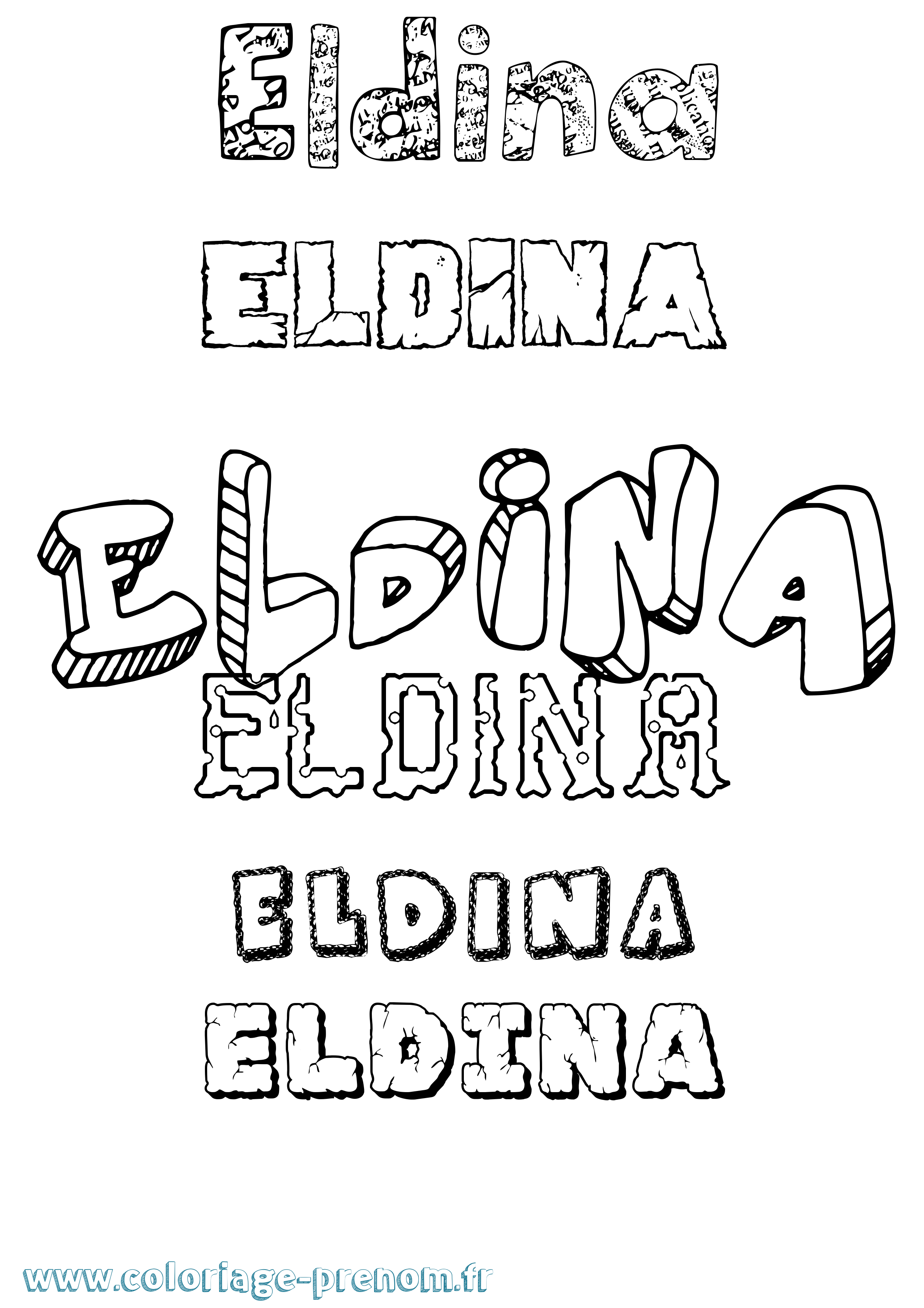 Coloriage Eldina Destructuré Coloriage prénom Eldina Destructuré