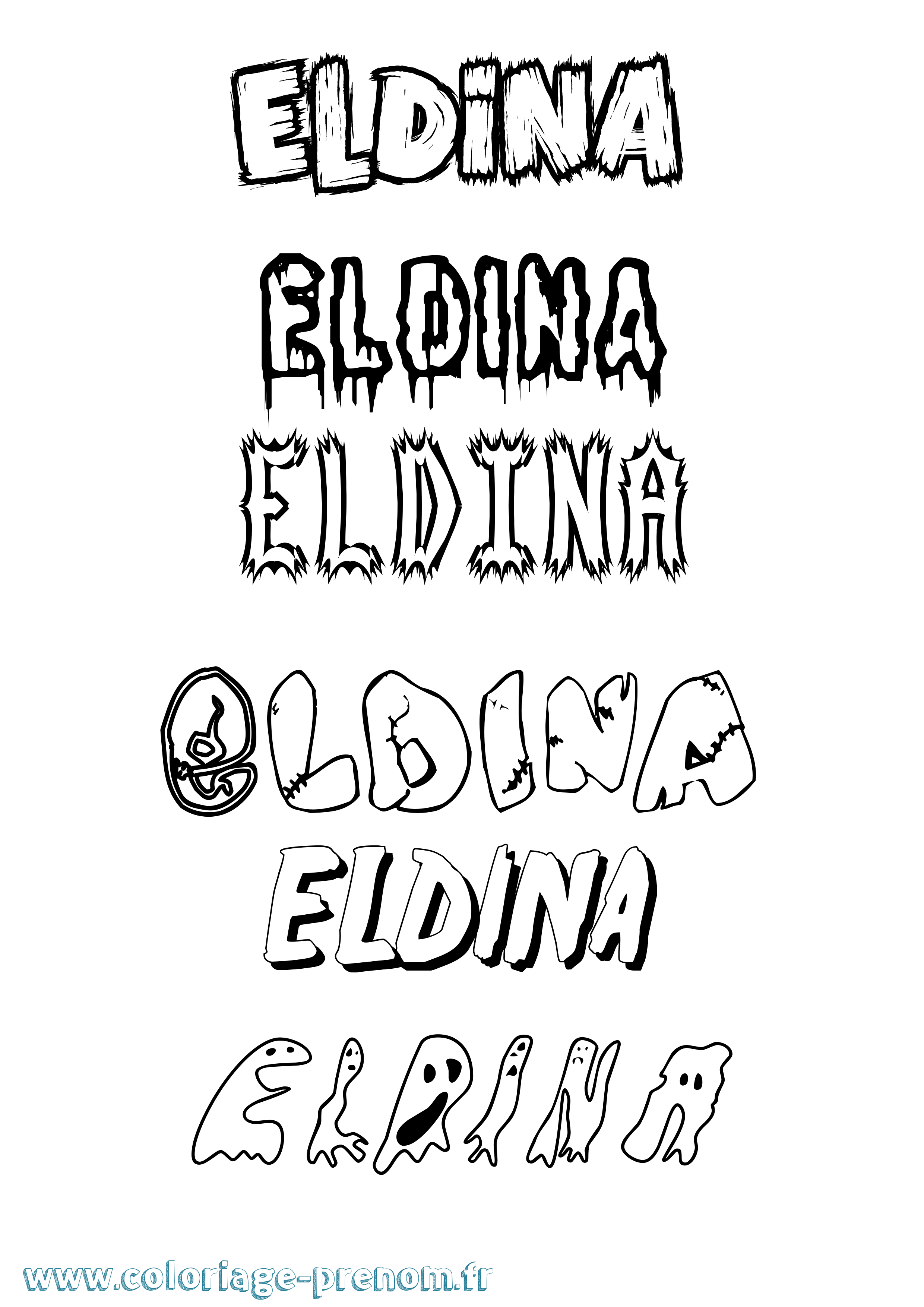 Coloriage Eldina Frisson Coloriage prénom Eldina Frisson