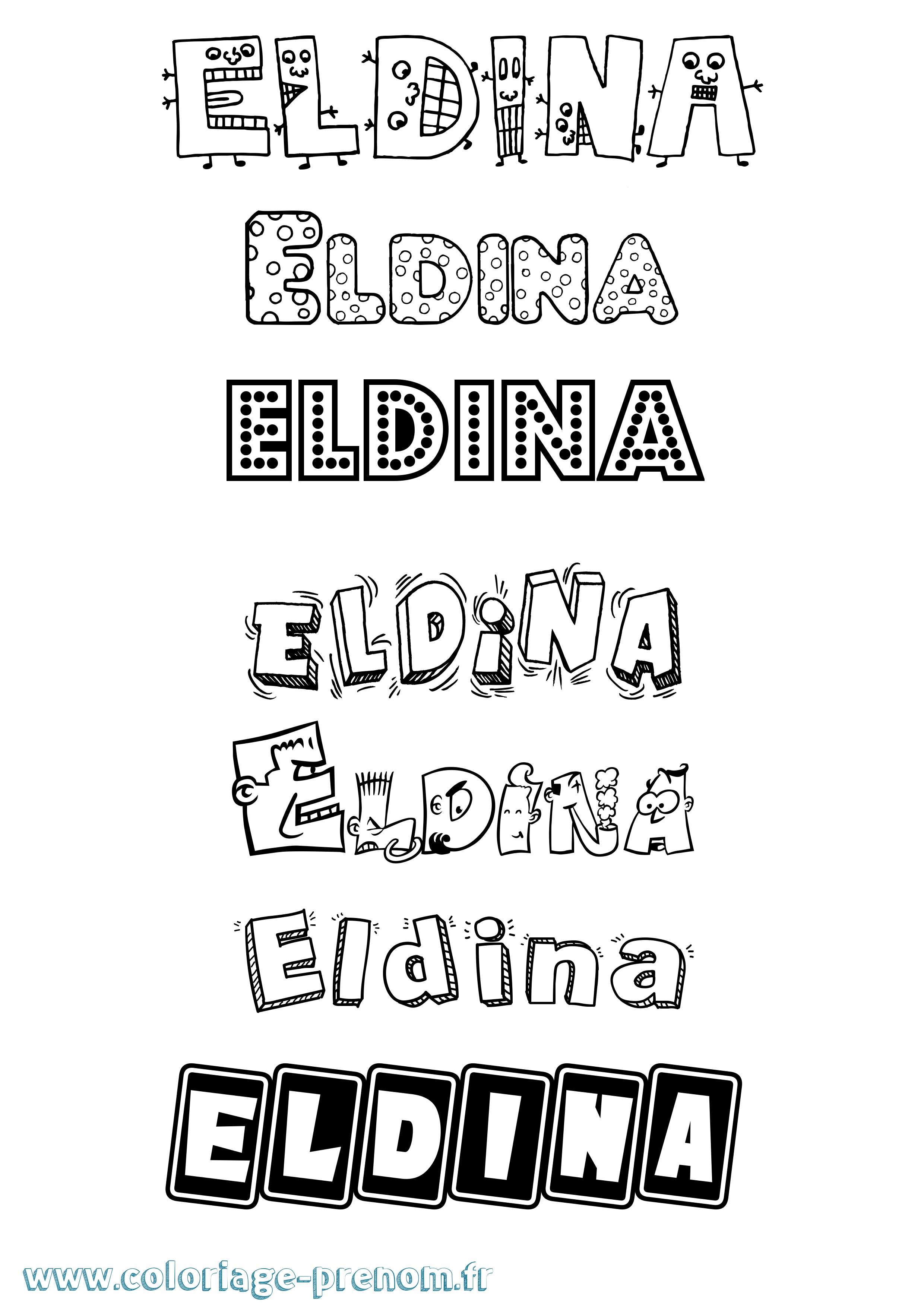 Coloriage Eldina Fun Coloriage prénom Eldina Fun