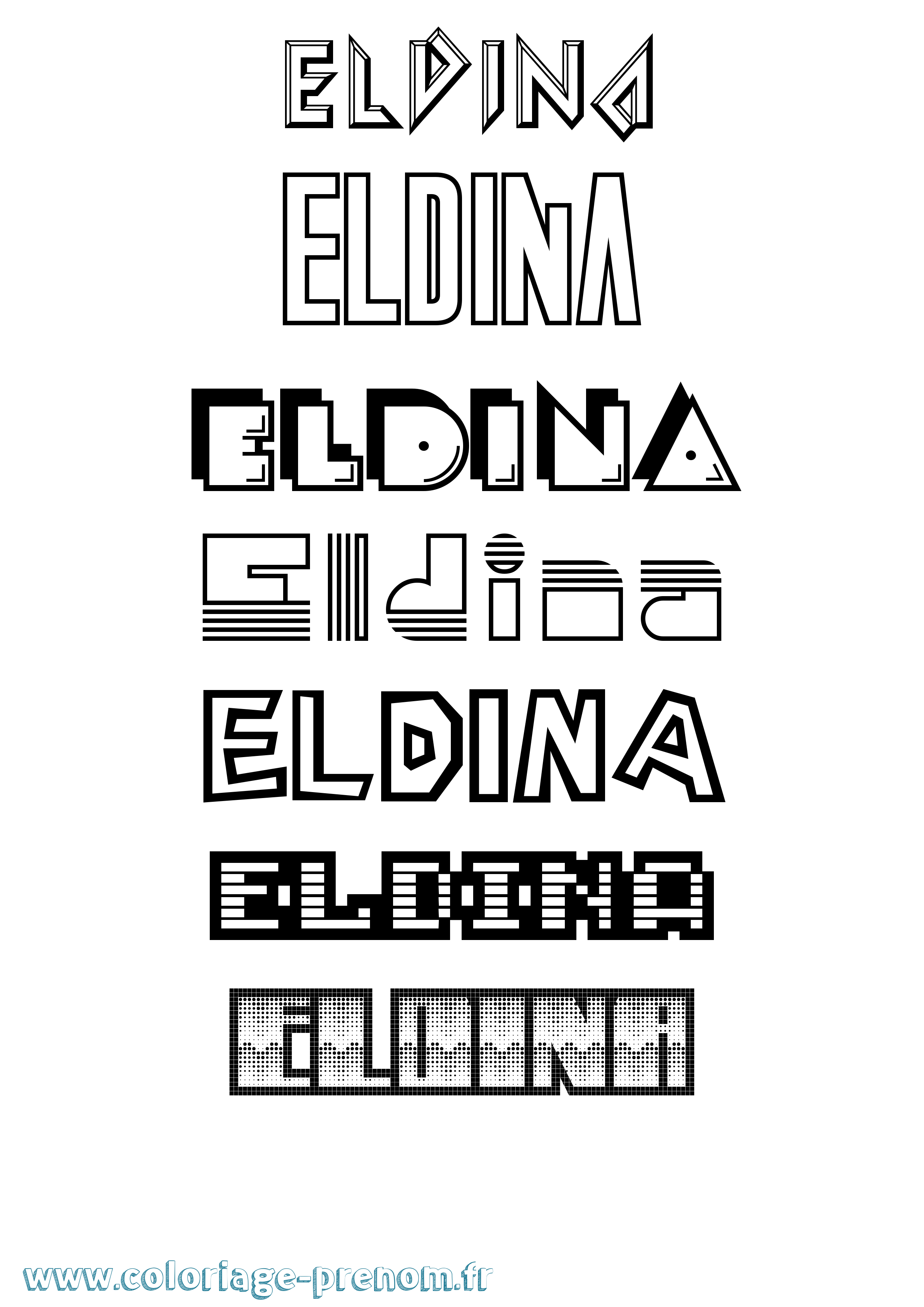 Coloriage Eldina Jeux Vidéos Coloriage prénom Eldina Jeux Vidéos