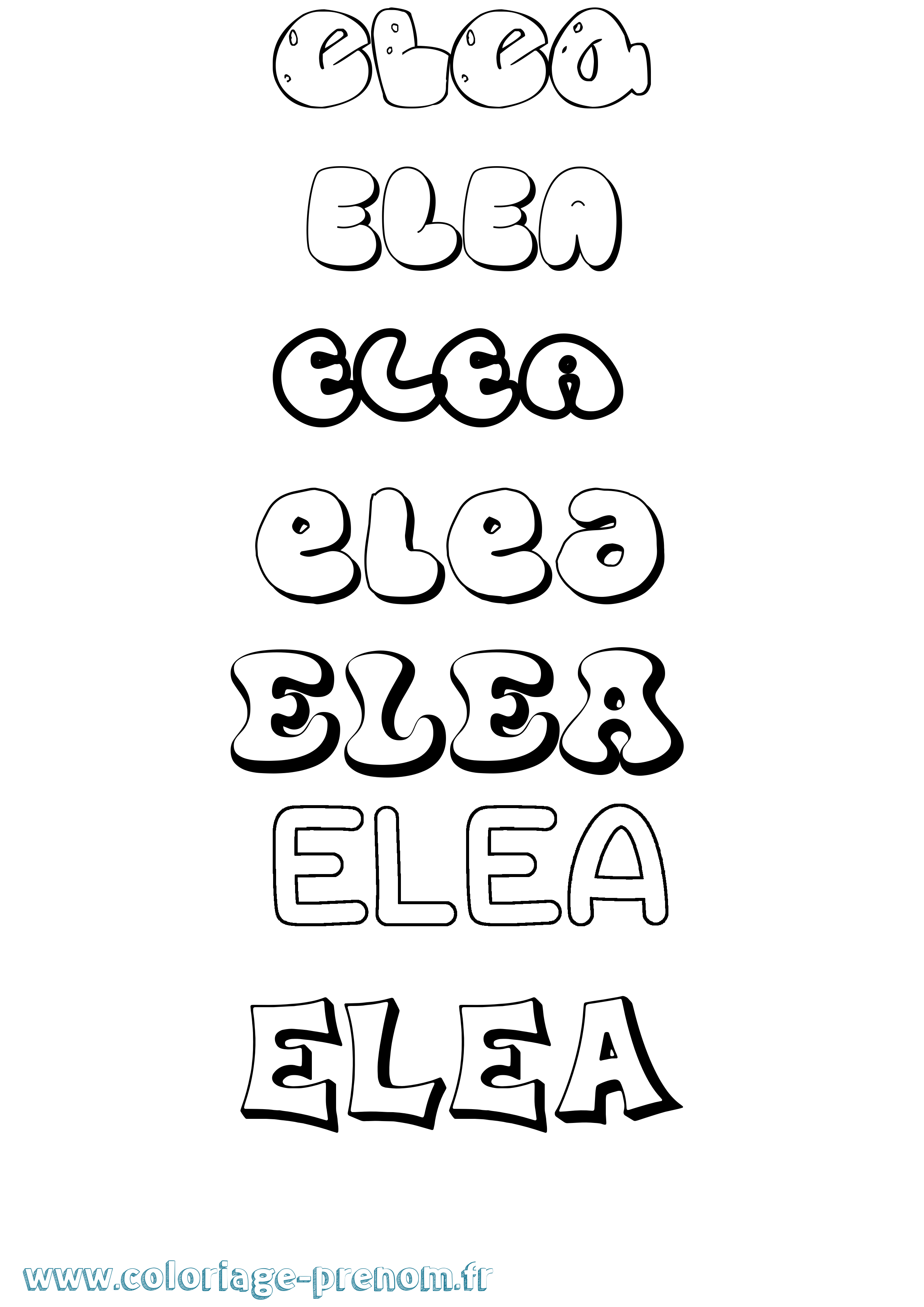 Coloriage prénom Elea Bubble