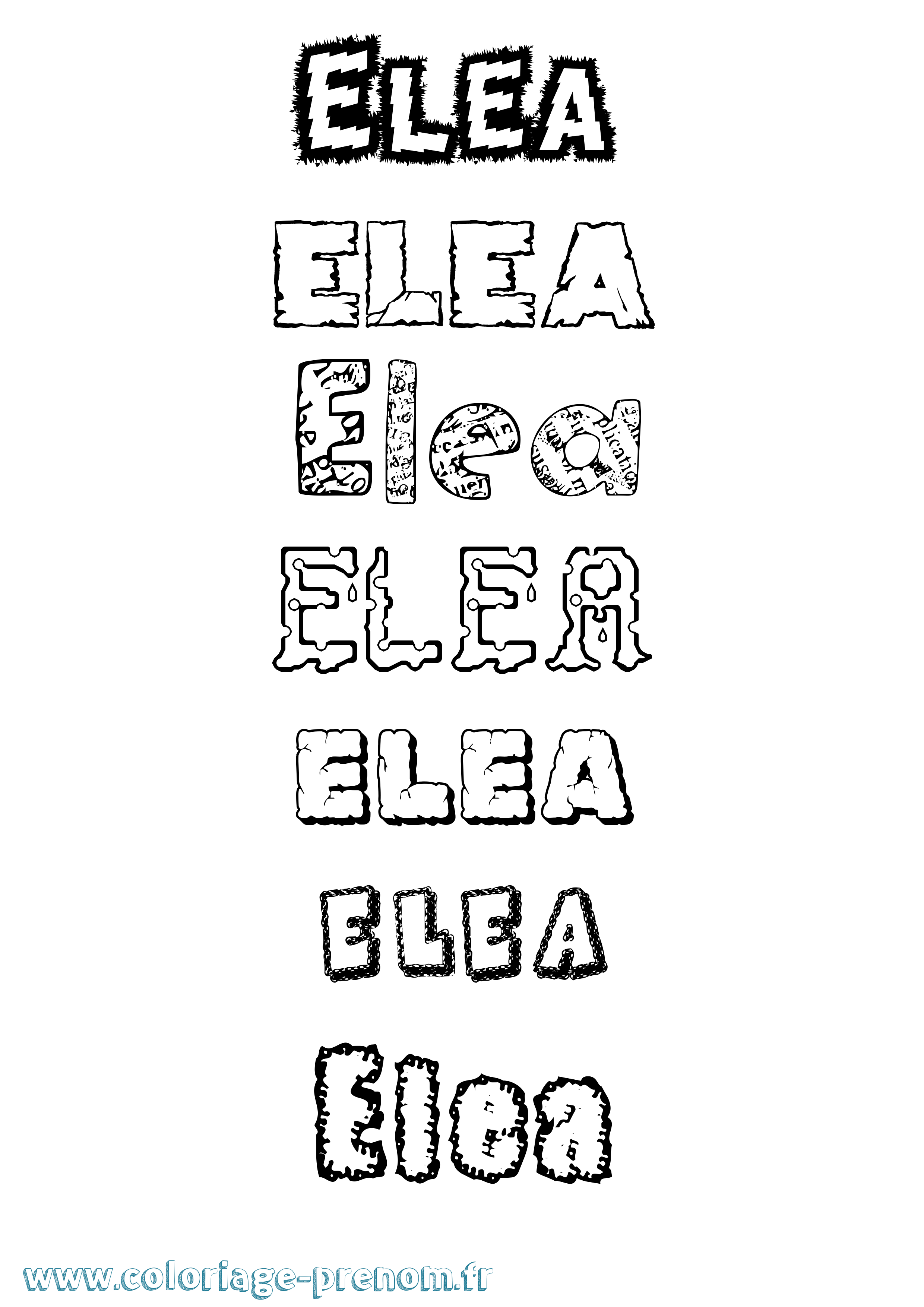Coloriage prénom Elea Destructuré