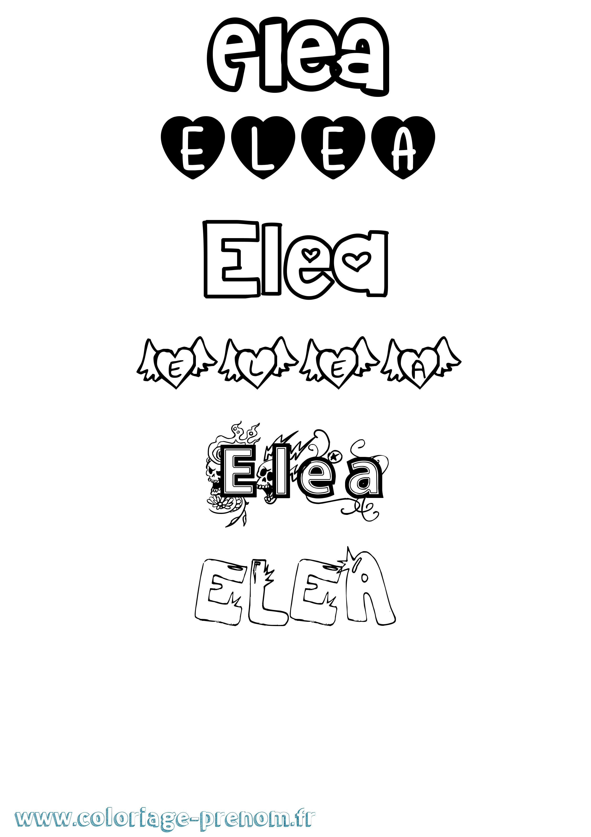 Coloriage prénom Elea Girly