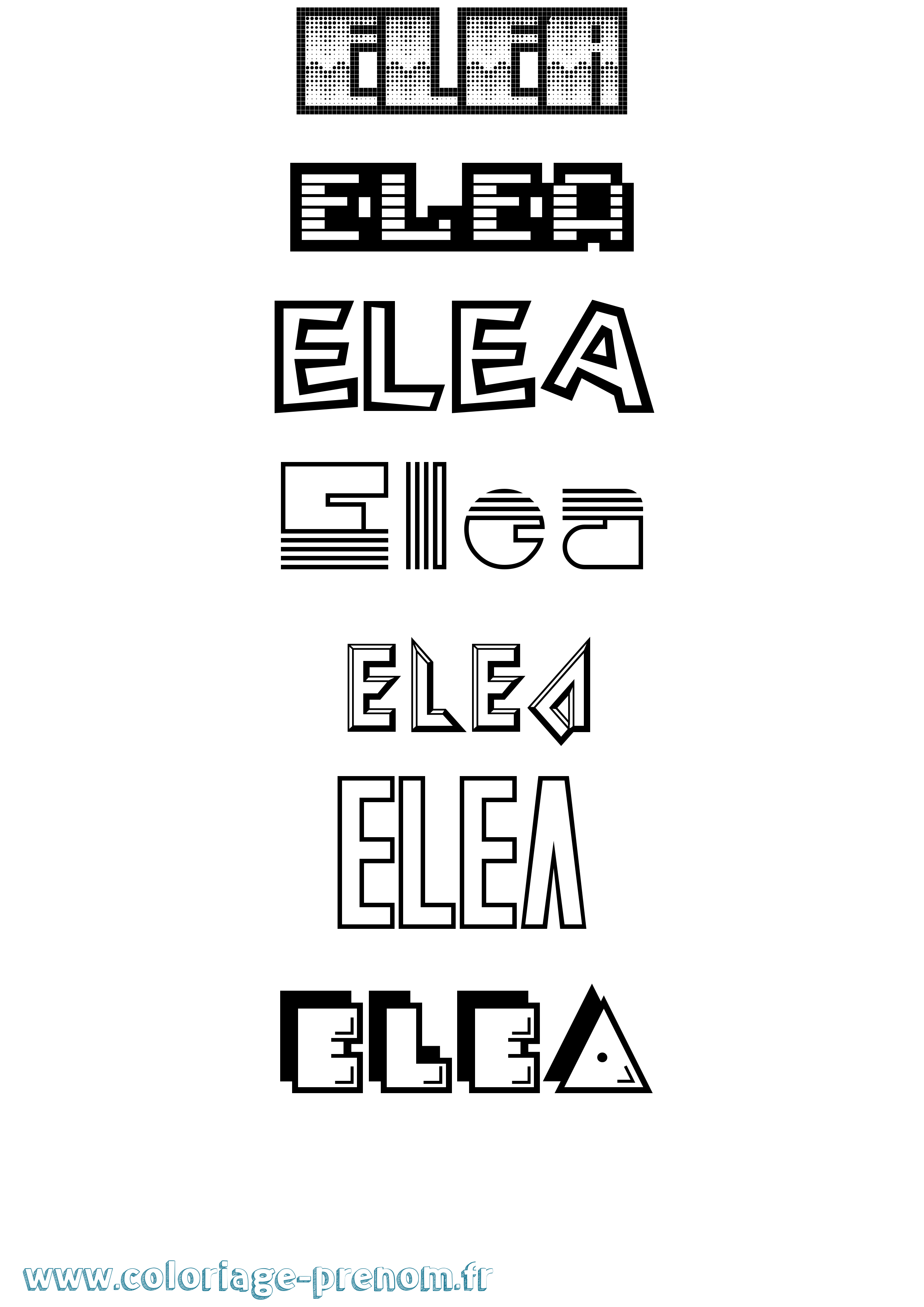 Coloriage Elea Coloriage prénom Elea